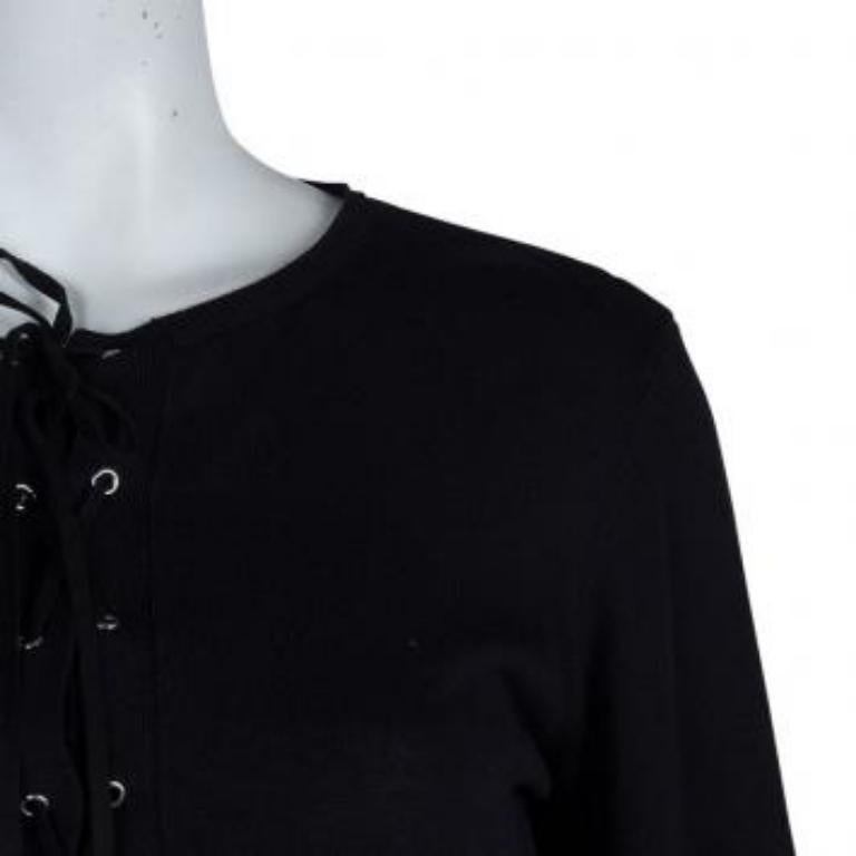 Noir Joseph Black Knit Criss Cross Tie-Up Tie-Up Long Sleeve Top S en vente