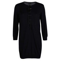 Joseph Joseph Black Knit Criss Cross Tie-Up Detail Top a maniche lunghe S