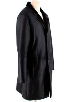 Joseph Black Lambskin Shearling Longline Coat - Size L