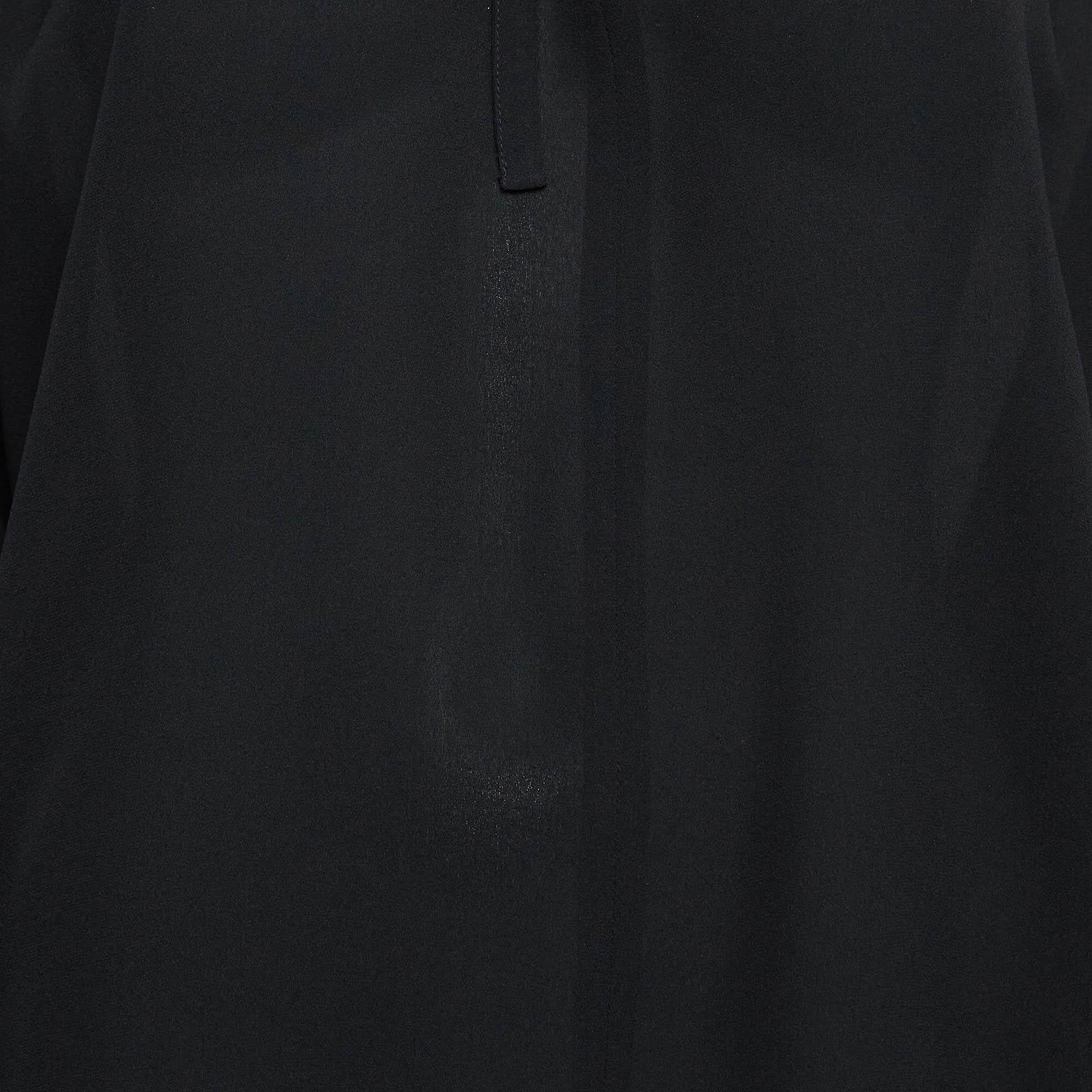 Joseph Black Silk Georgette Tie-Up Neck Kimono Top S In Good Condition In Dubai, Al Qouz 2