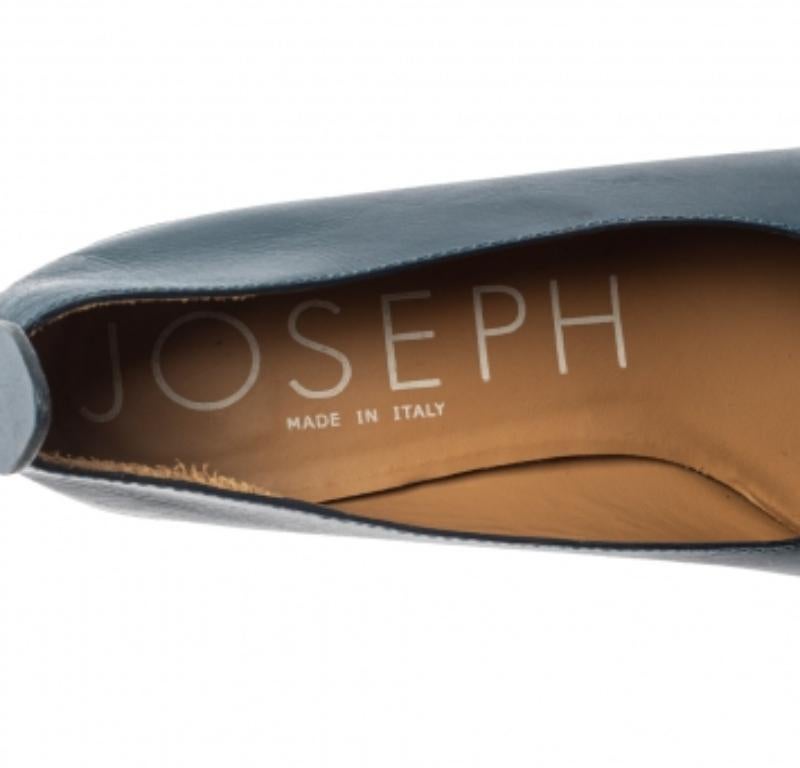 Joseph Blue Leather Block Heel Pumps Size 38.5 For Sale 2
