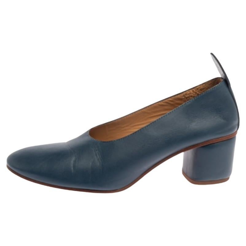 Joseph Blue Leather Block Heel Pumps Size 38.5 For Sale