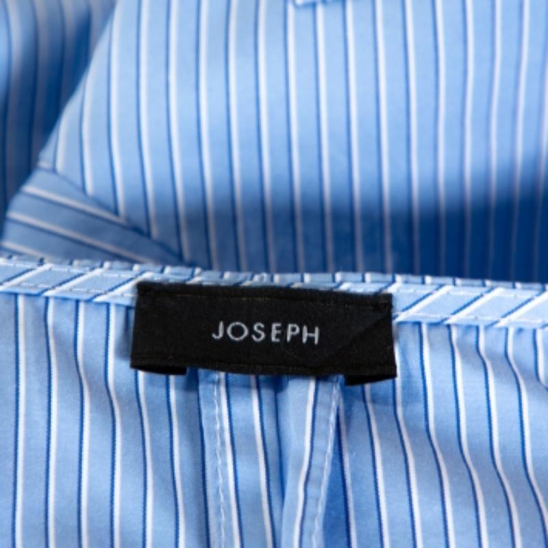 Joseph Blue Pinstripe Cotton Brair Blouse L en venta 1