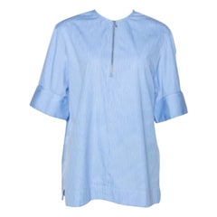 Joseph Blue Pinstripe Cotton Brair Blouse L