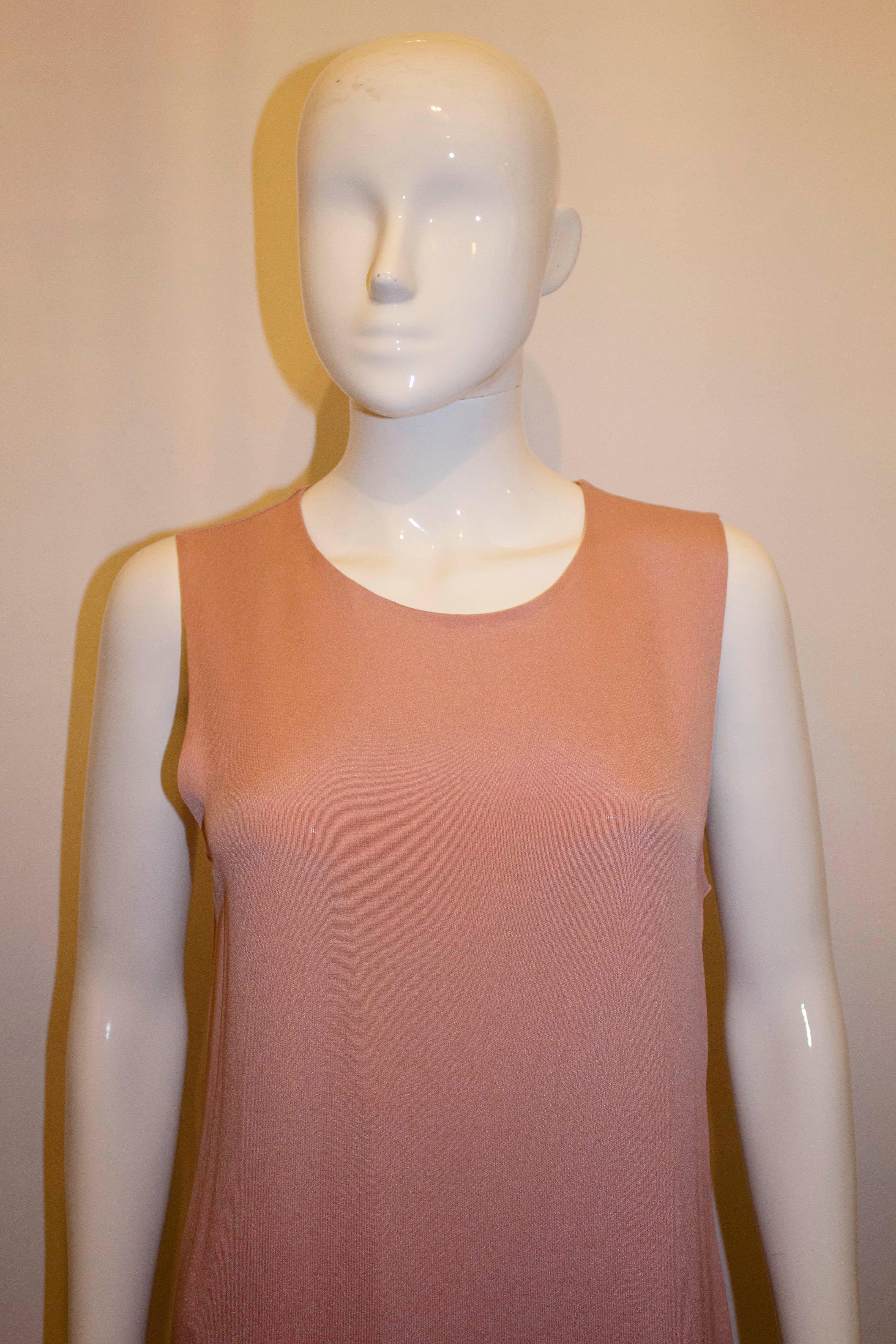 Brown Joseph Blush Pink Silk Dress with Asymetric Hem For Sale