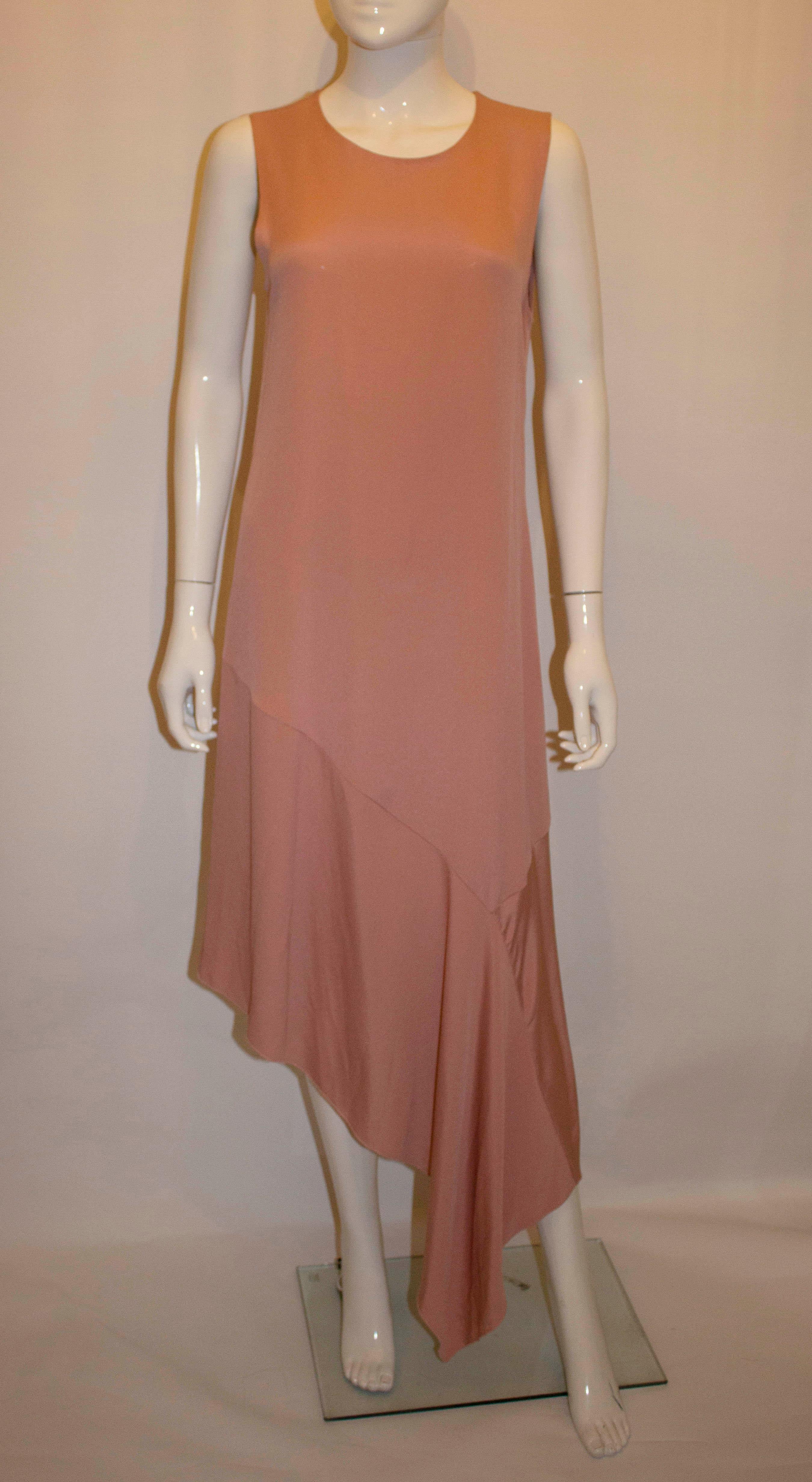 Joseph Blush Pink Silk Dress with Asymetric Hem In Good Condition For Sale In London, GB