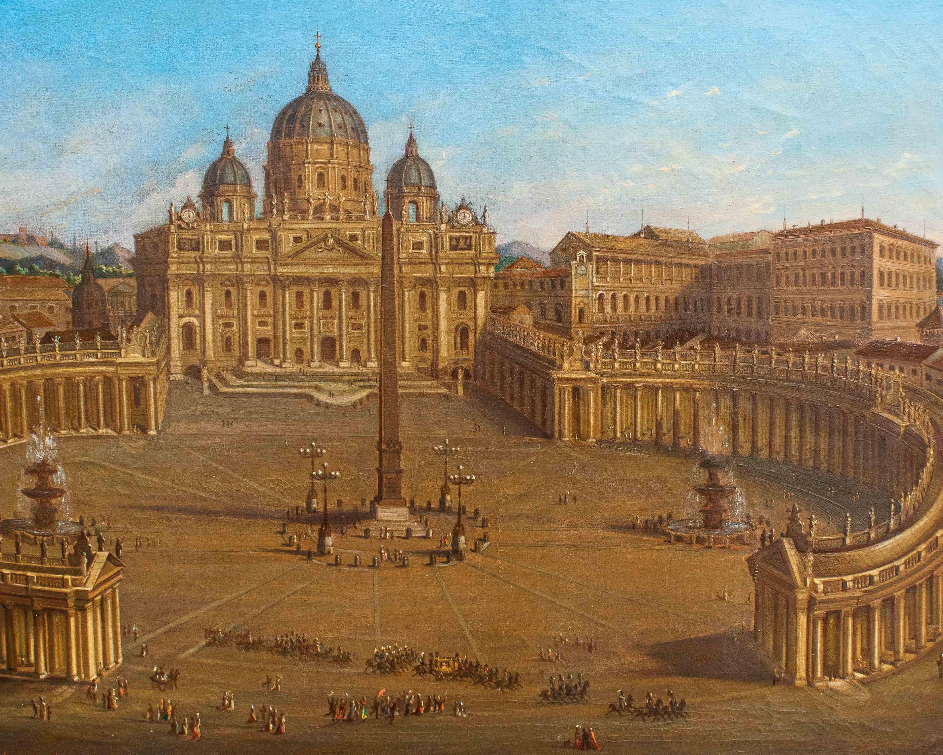 View of St. Peter's Basilica Oil painting on canvas by Joseph Bolzern For Sale 12