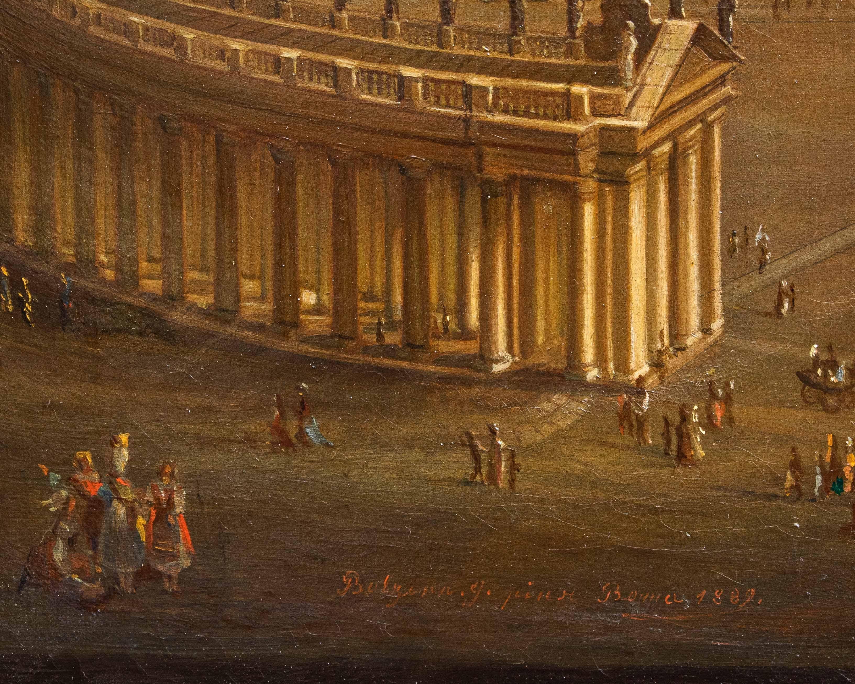 View of St. Peter's Basilica Oil painting on canvas by Joseph Bolzern For Sale 17
