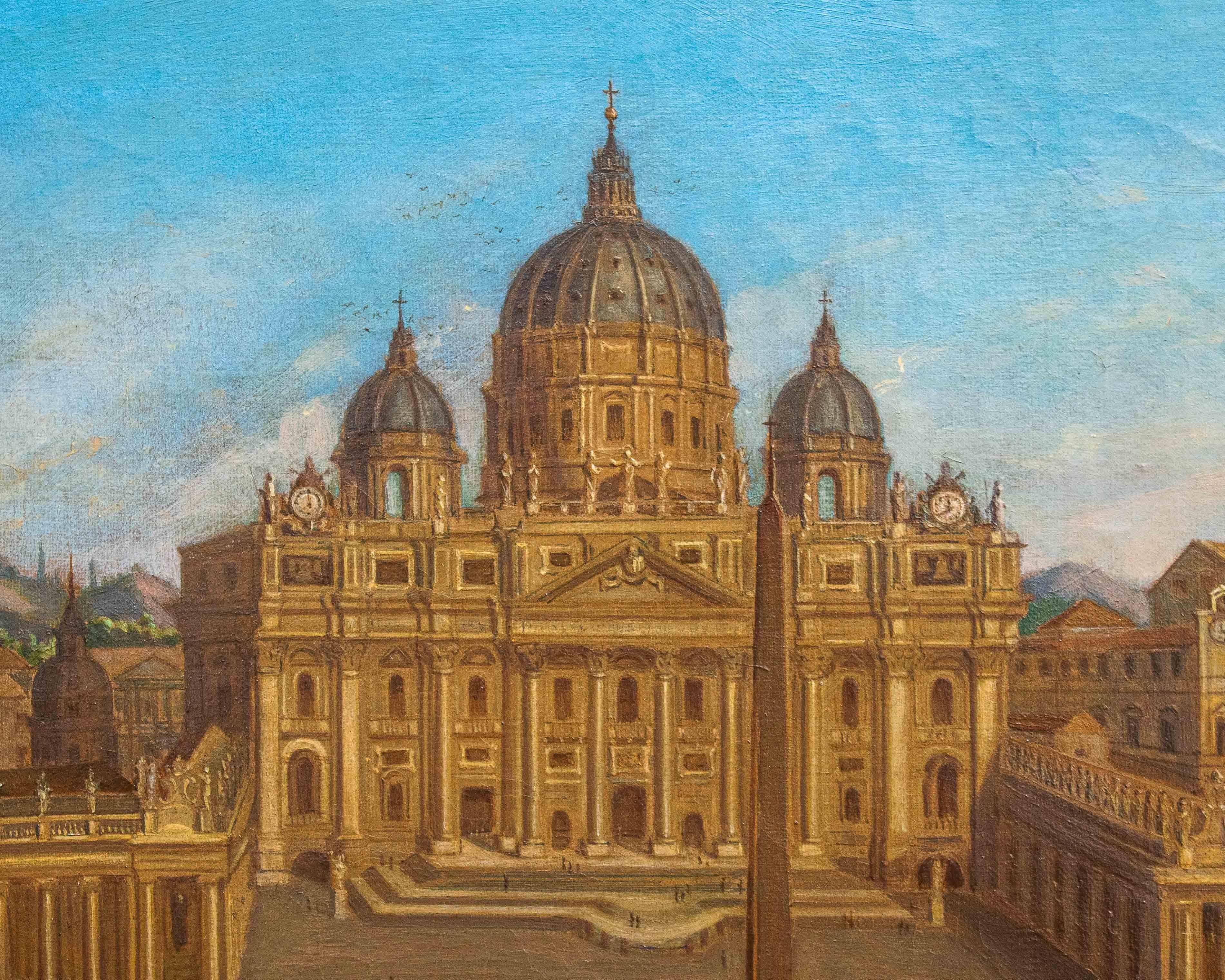 View of St. Peter's Basilica Oil painting on canvas by Joseph Bolzern For Sale 19