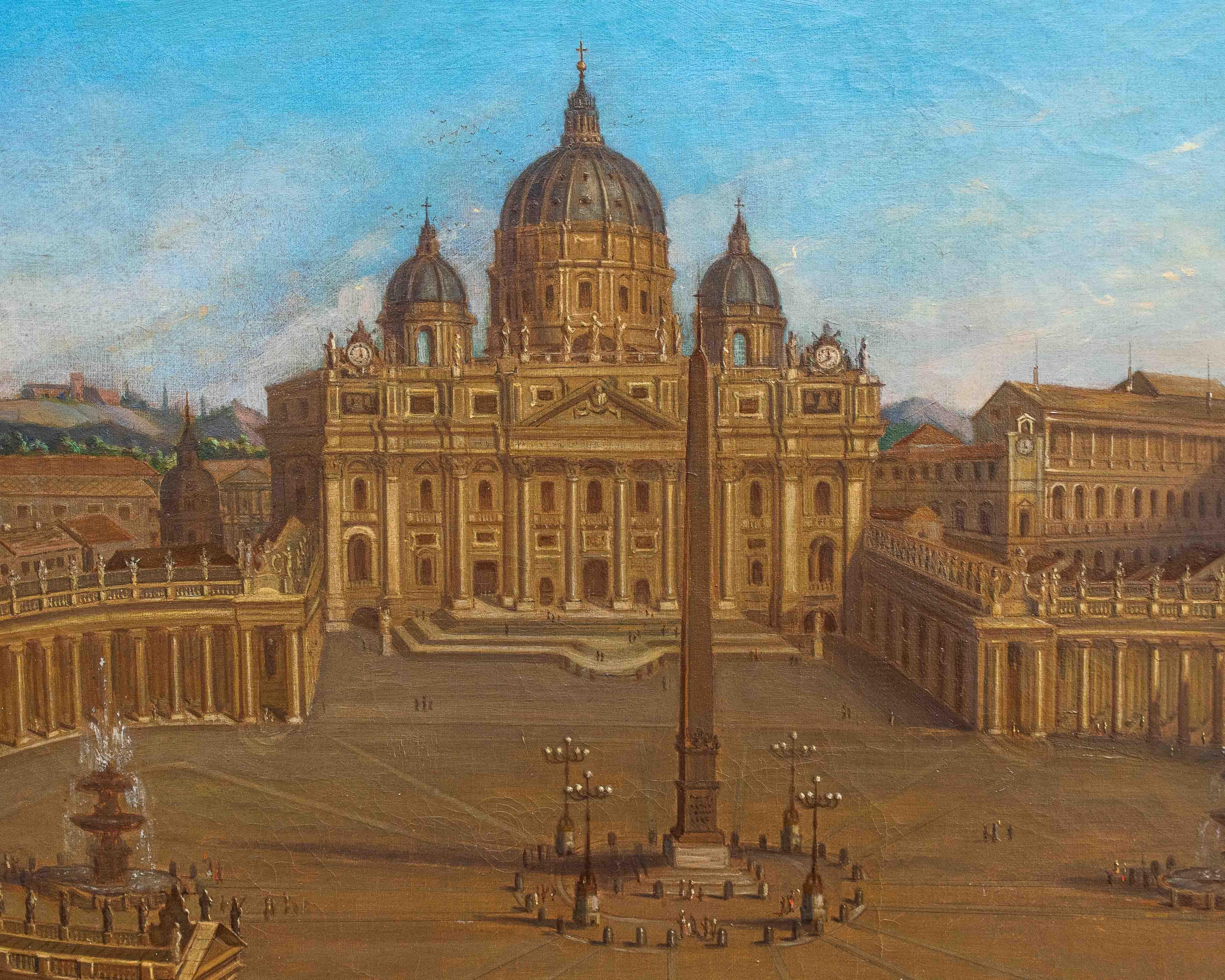 View of St. Peter's Basilica Oil painting on canvas by Joseph Bolzern For Sale 2