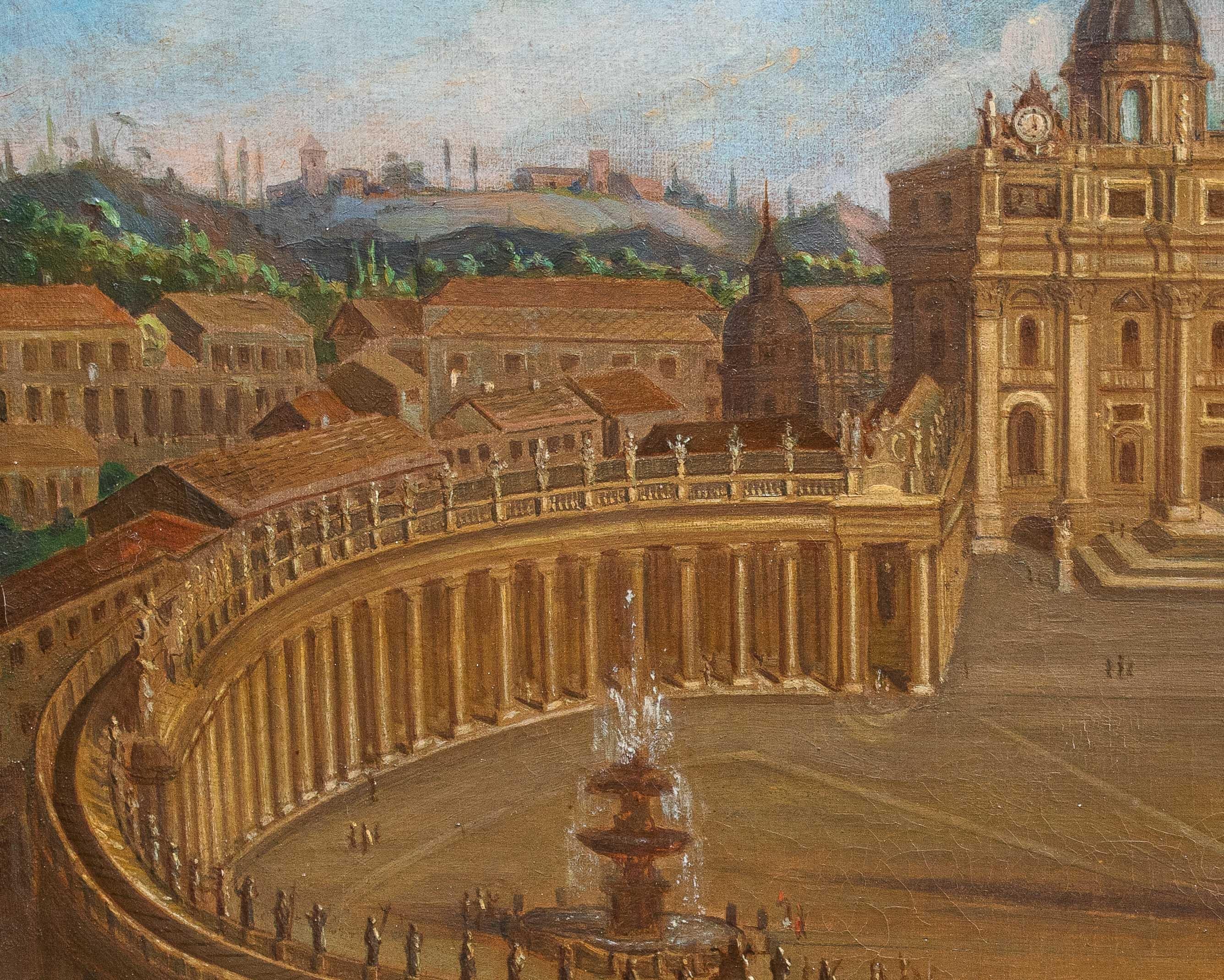 View of St. Peter's Basilica Oil painting on canvas by Joseph Bolzern For Sale 7