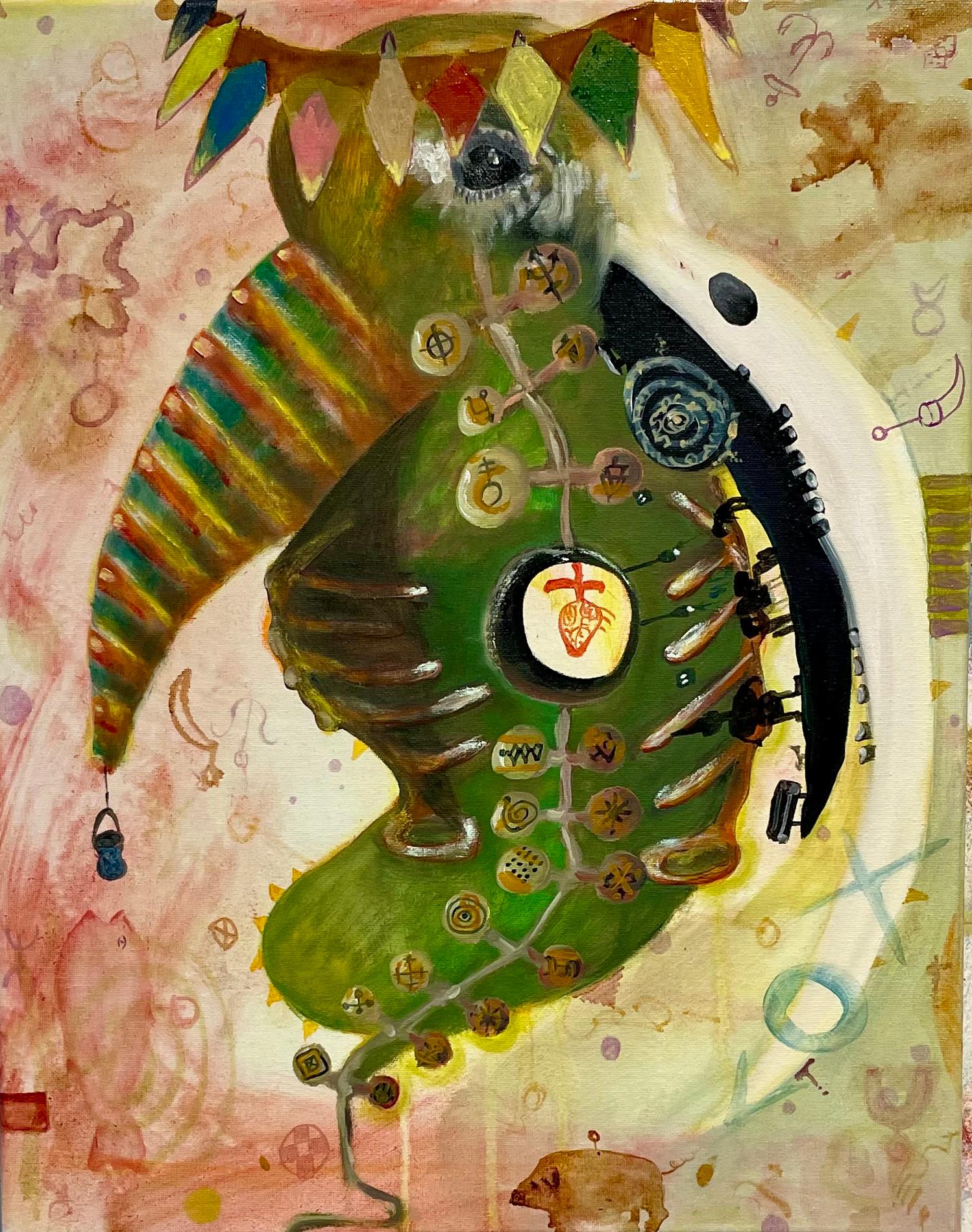 Joseph Broghammer Figurative Painting – Luck Memory (Hummingbird, Porträt, Geschichtenerzählung, Ölgemälde)