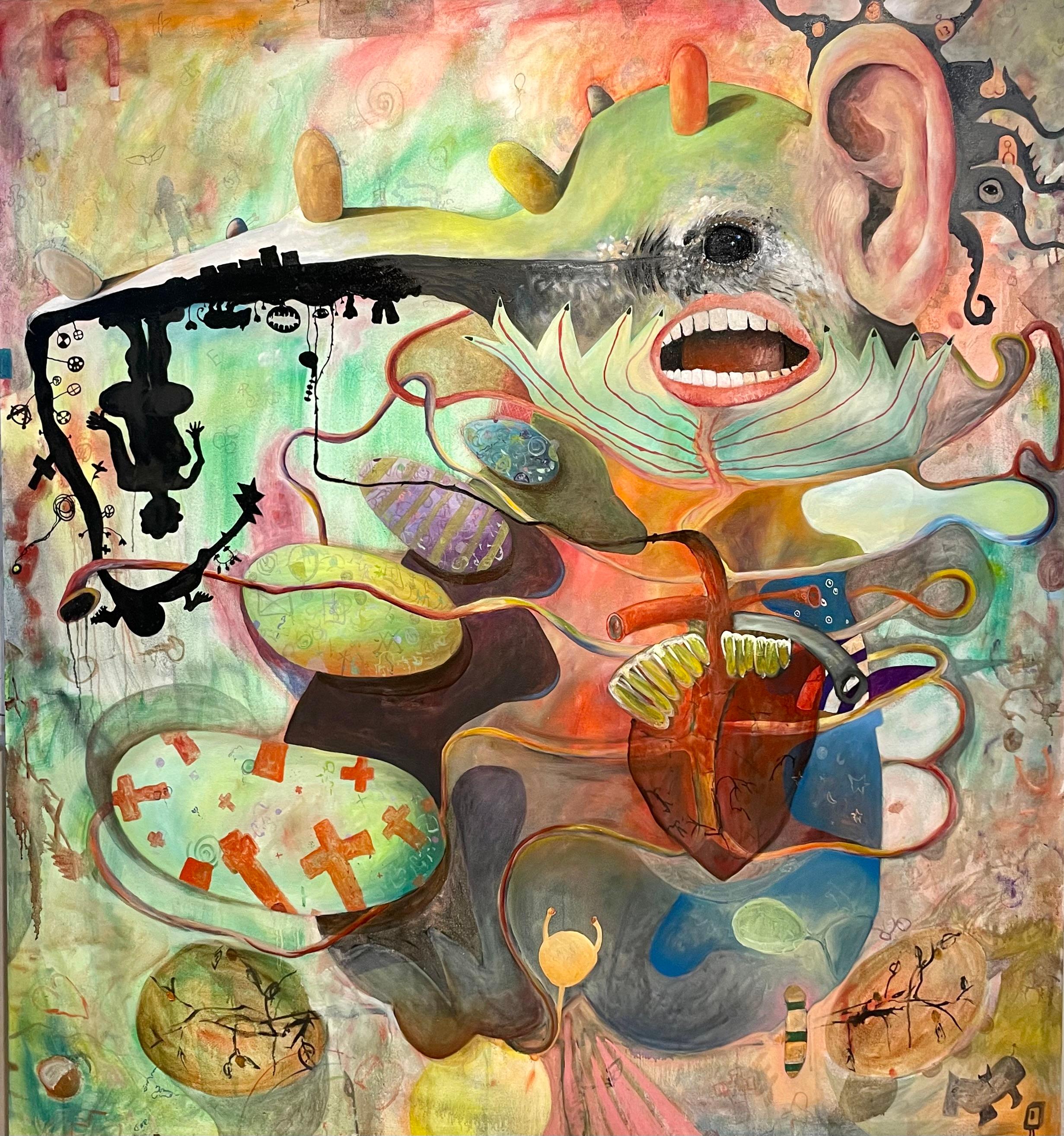 Figurative Painting de Joseph Broghammer - Apunta a Donde Duele (Colibrí, Retrato, Cuentacuentos, Pintura al Óleo)