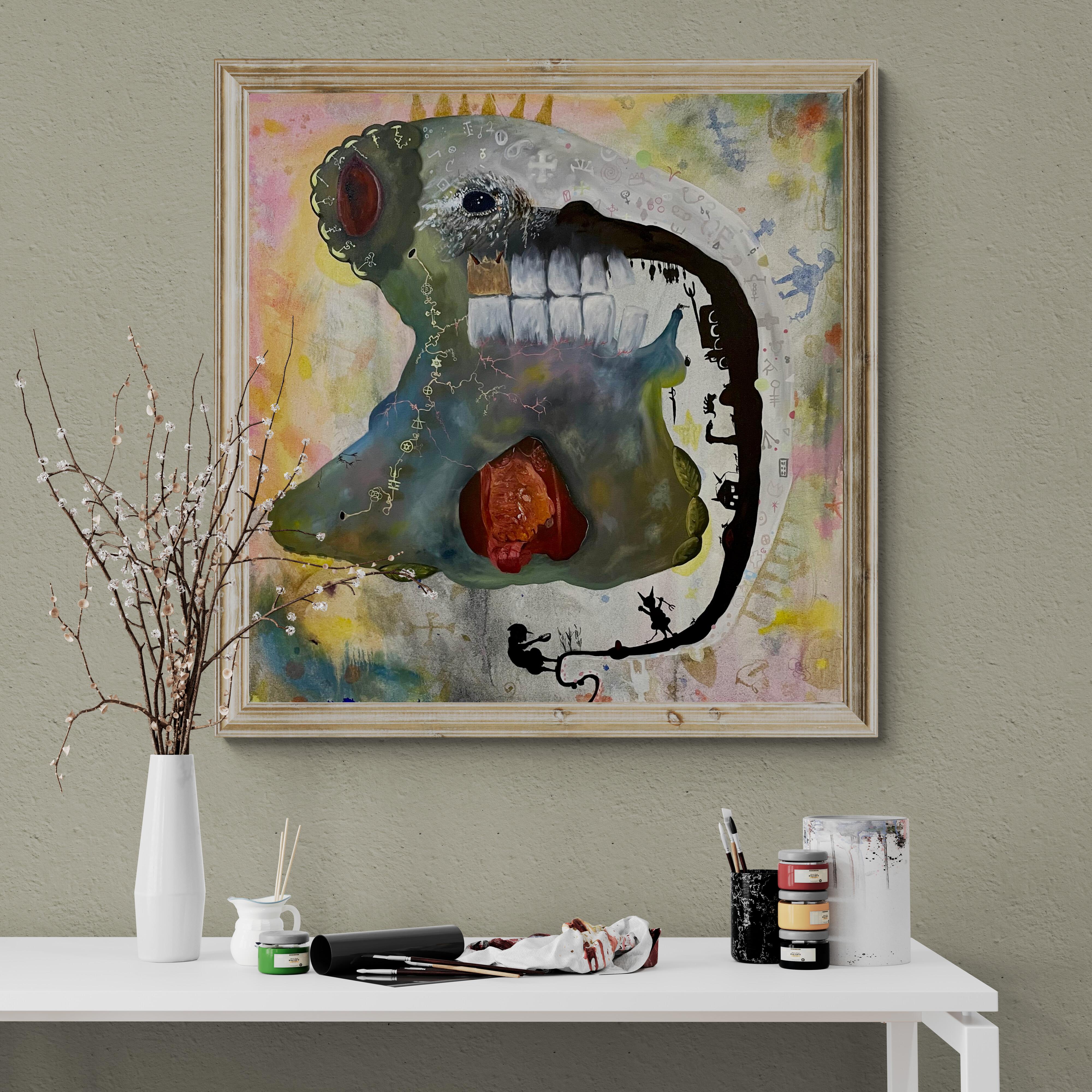 The Devil’s Tooth (Hummingbird, Portrait, Storytelling, Oil Painting) For Sale 2
