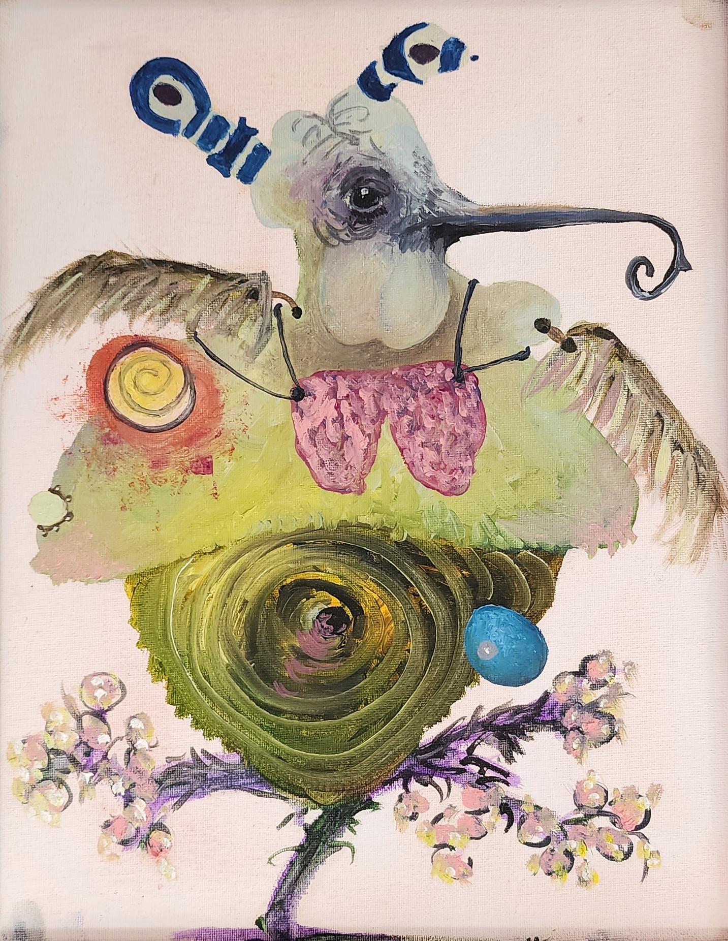 Joseph Broghammer Animal Painting – Wee One 10 (Hummingbird, Porträt, Geschichtenerzählung, Ölgemälde)