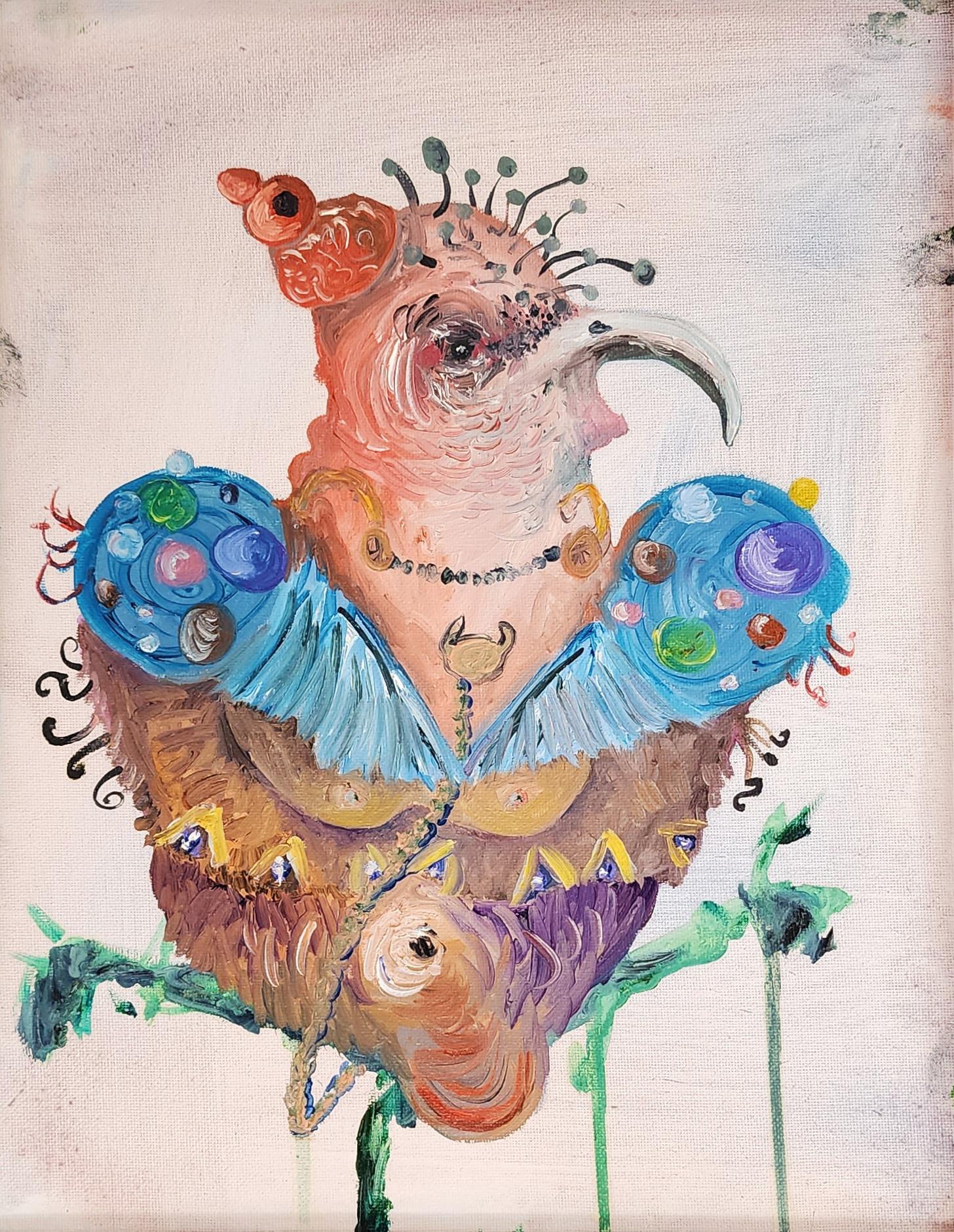 Joseph Broghammer Animal Painting - Wee One 8 (Hummingbird, Portrait, Storytelling, Oil Painting)