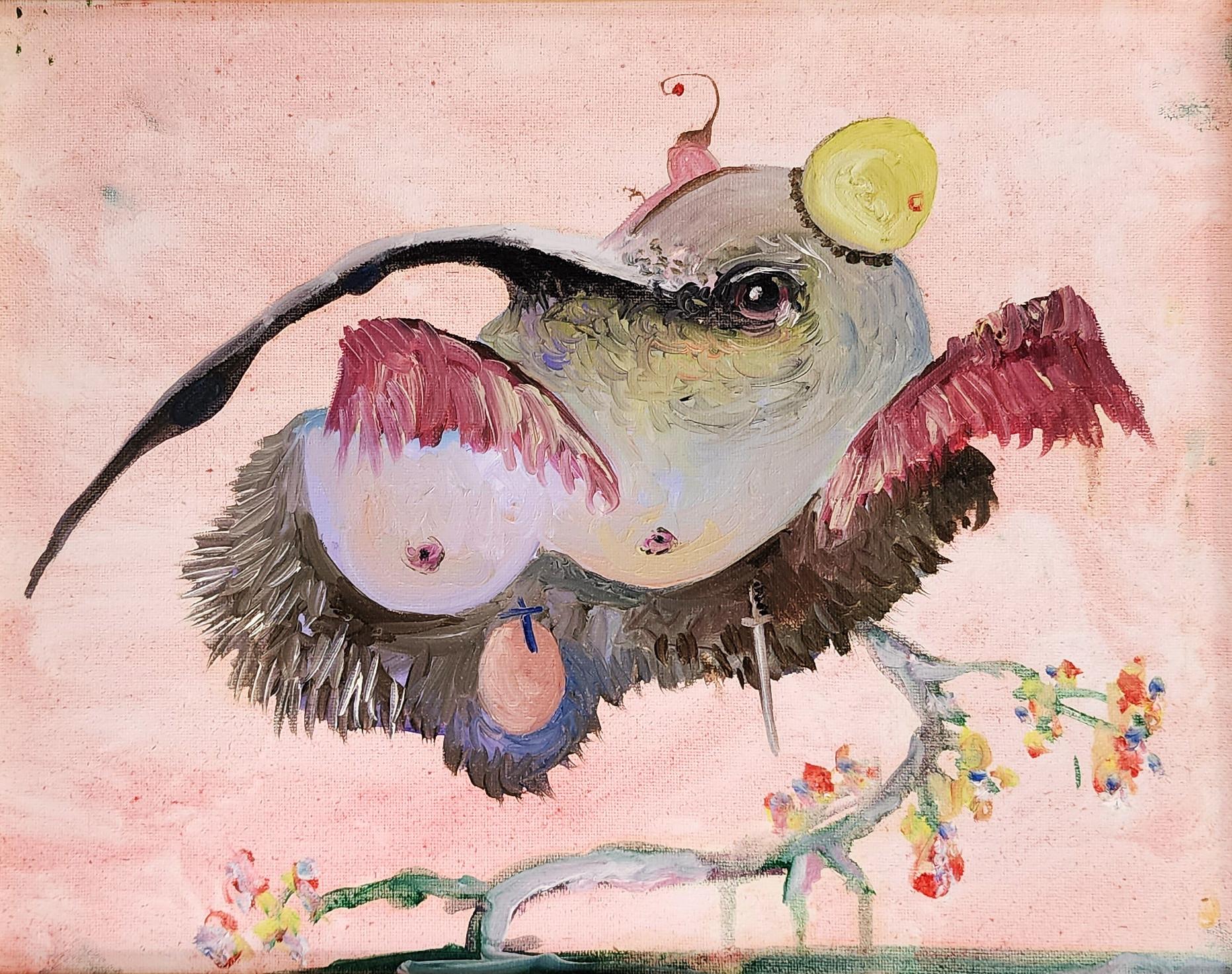 Joseph Broghammer Animal Painting – Wee One 9 (Hummingbird, Porträt, Geschichtenerzählung, Ölgemälde)