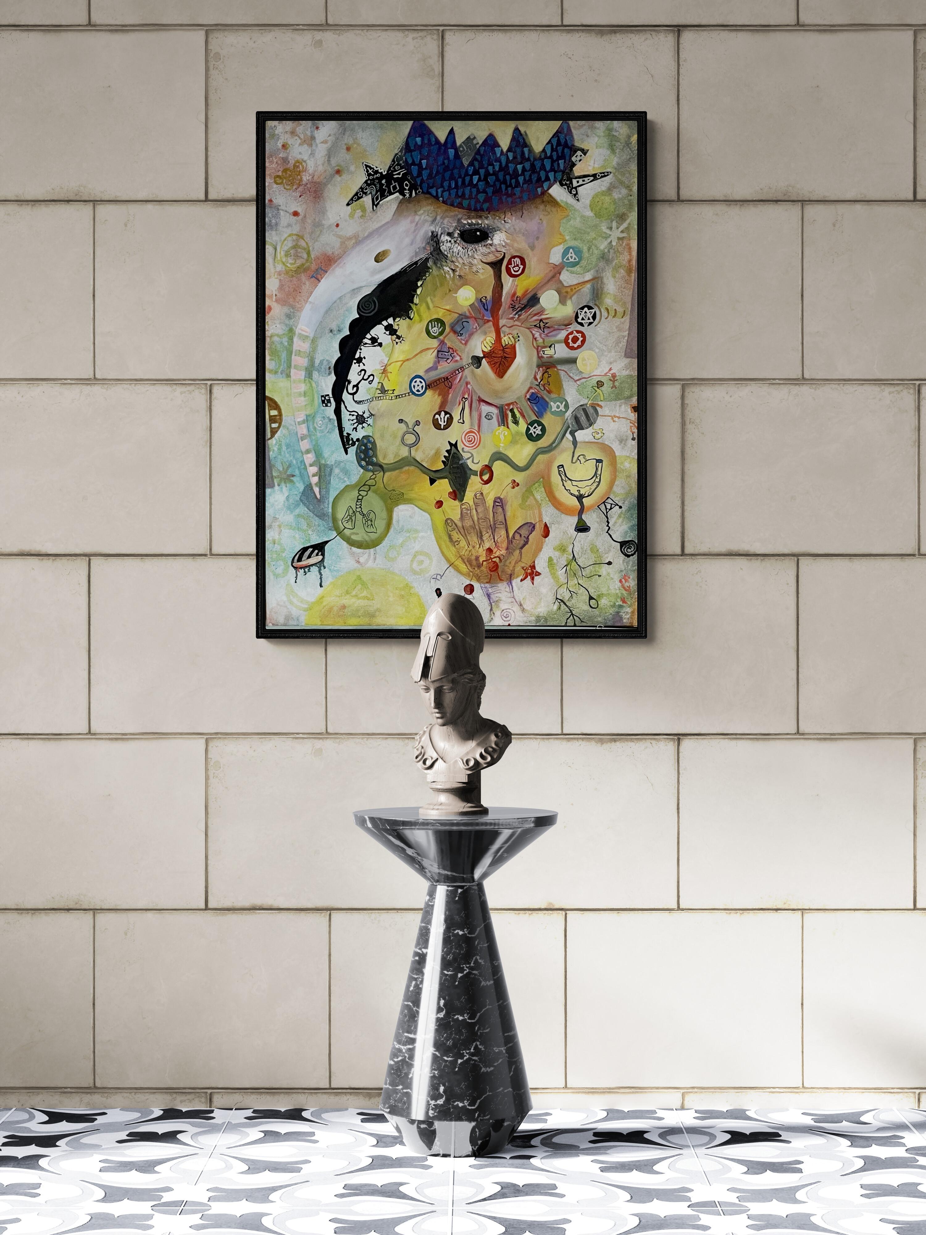 Yoni (Colibrí, Retrato, Cuentacuentos, Pintura al óleo) - Painting Surrealista de Joseph Broghammer