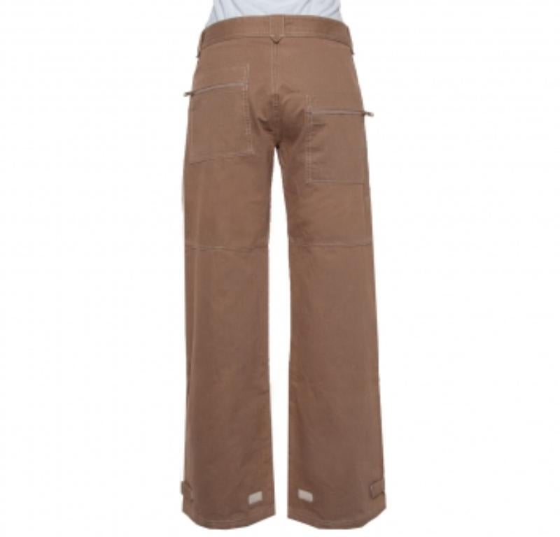 Joseph Brown Cotton Paneled Wide Leg Trousers L In Good Condition For Sale In Dubai, Al Qouz 2