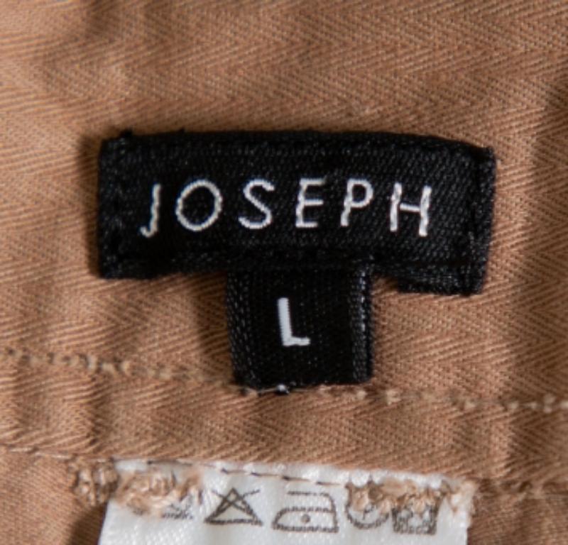 Joseph Brown Cotton Paneled Wide Leg Trousers L For Sale 1