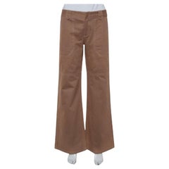 Joseph Brown Cotton Paneled Wide Leg Trousers L