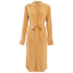 Joseph Vestito camicia marrone in crepe di seta con cintura S