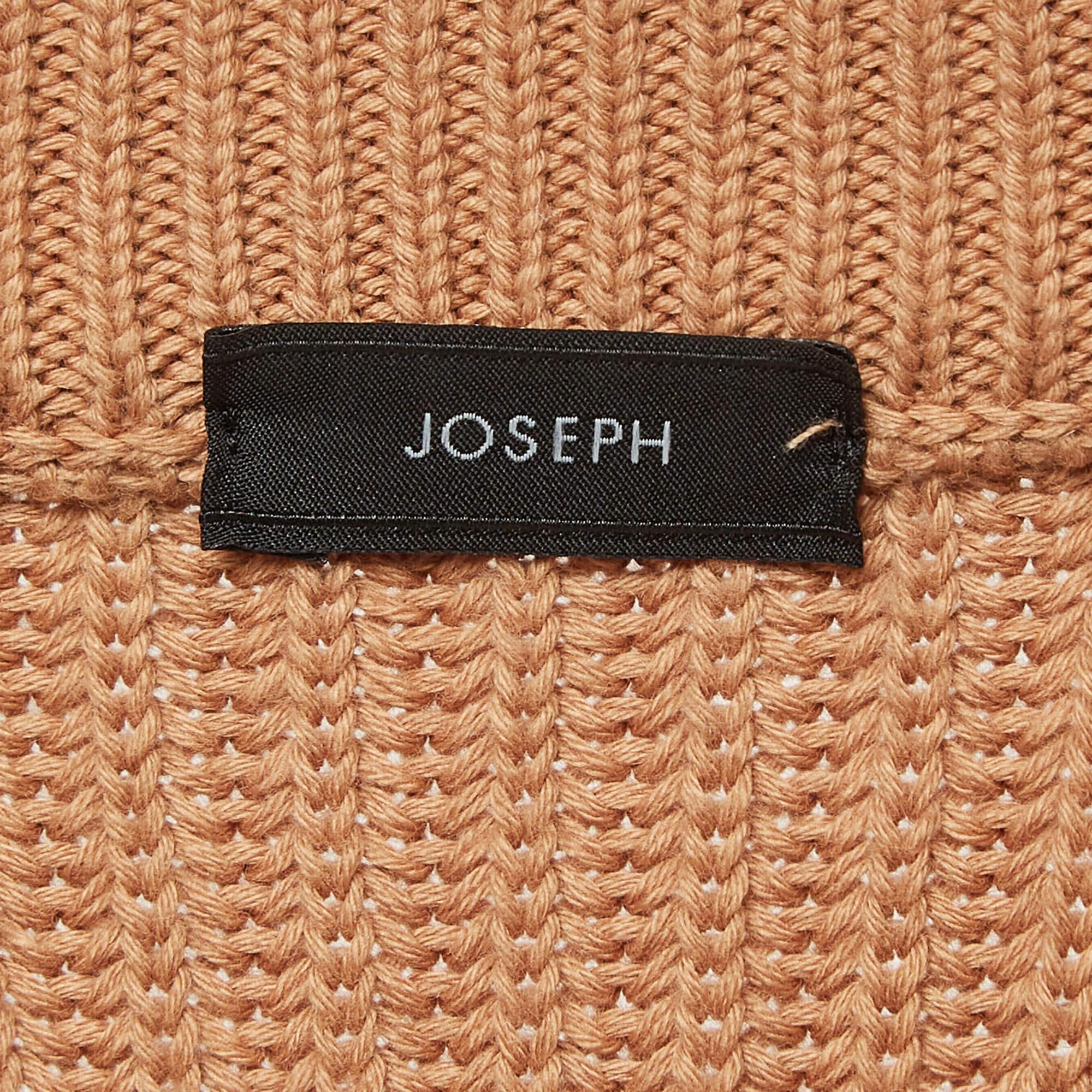 Women's Joseph Brown Rib Knit Tie-Up Detail Sweater S For Sale