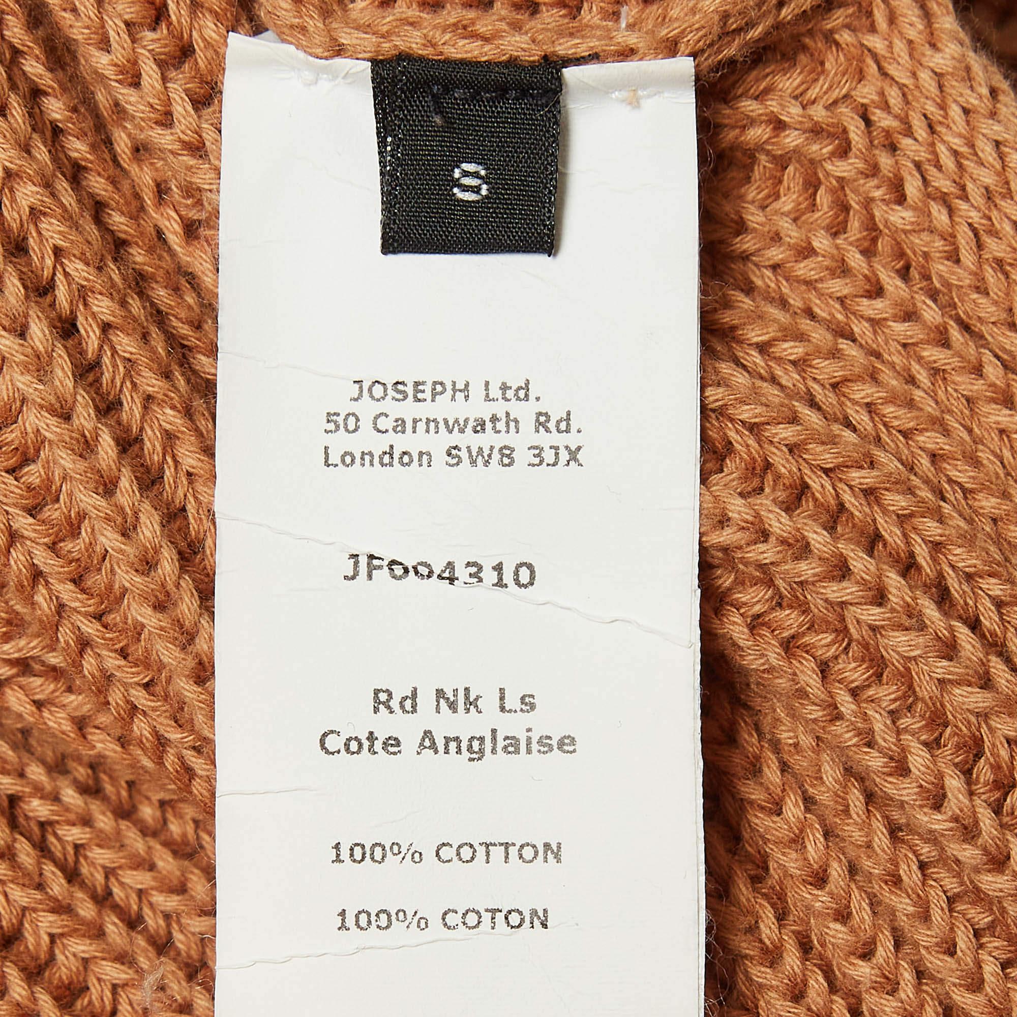 Joseph Brown Rib Knit Tie-Up Detail Sweater S For Sale 1