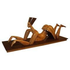 Used Joseph Bulone the Sphinx Contemporary Egyptian Wood Sculpture Cranbrook Artist