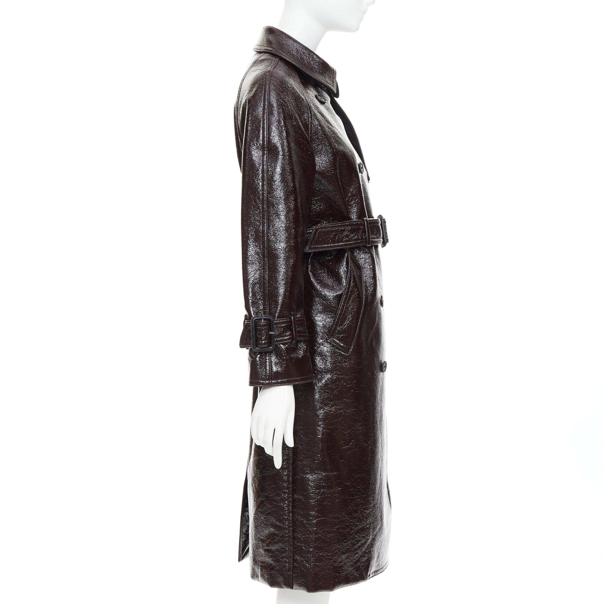 JOSEPH burgundy coated wool felt double breasted trench coat FR34 XS In Excellent Condition For Sale In Hong Kong, NT
