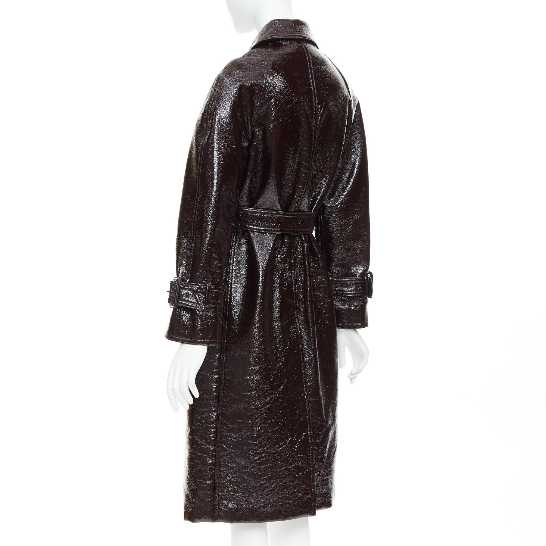 JOSEPH burgundy coated wool felt double breasted trench coat FR34 XS For Sale 1