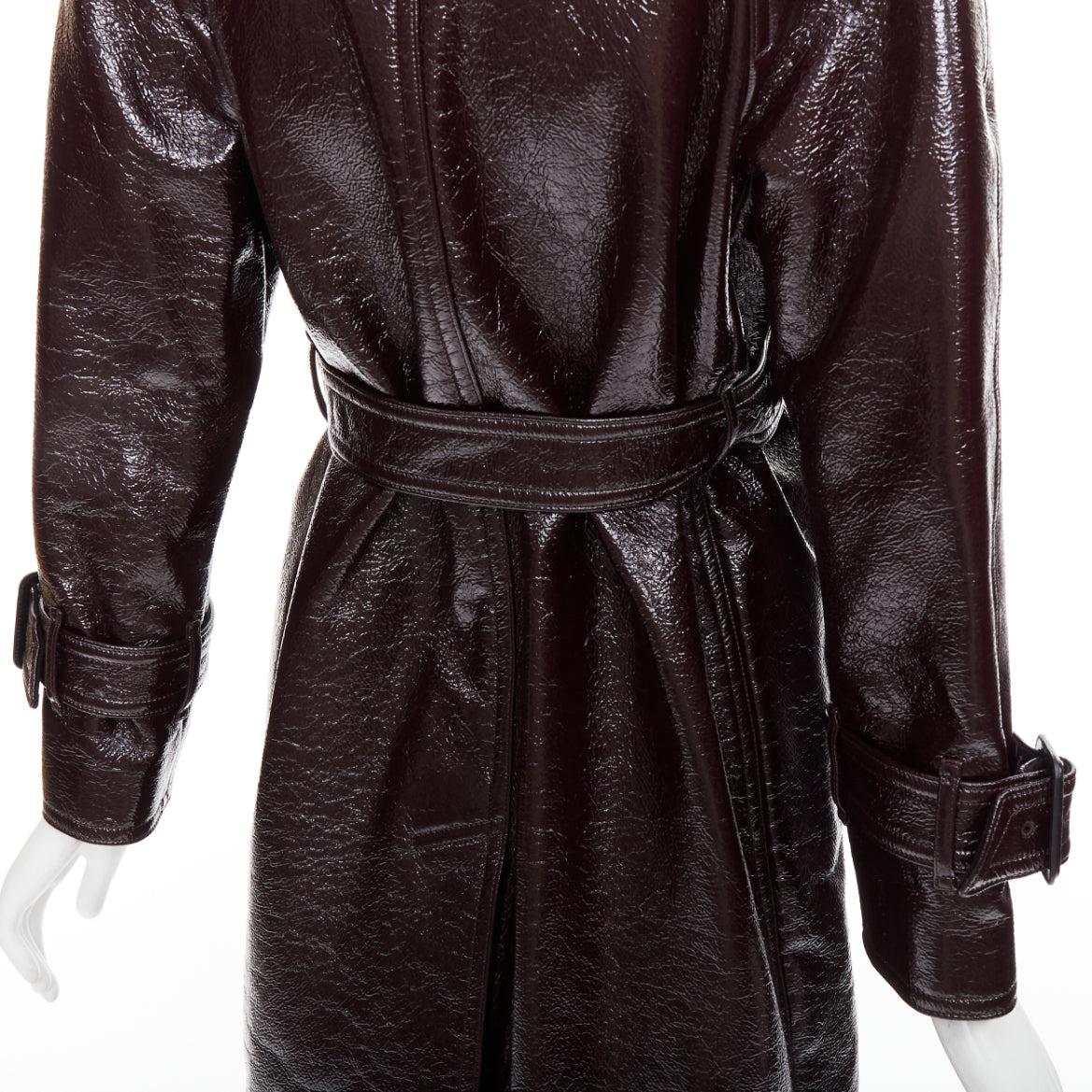 JOSEPH burgundy coated wool felt double breasted trench coat FR34 XS For Sale 2