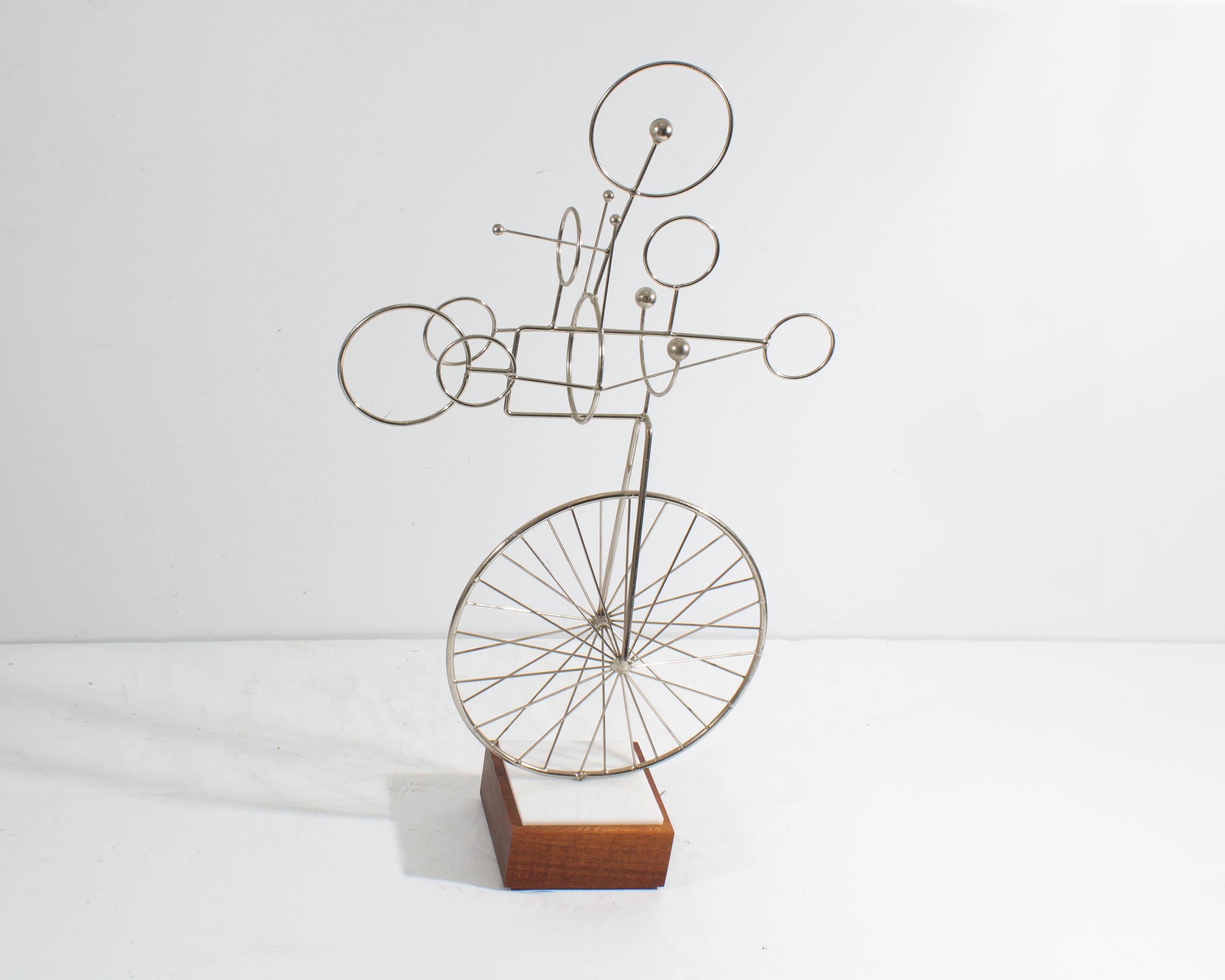 Modern Joseph Burlini Signed 1978 Metal Bicycle Sculpture