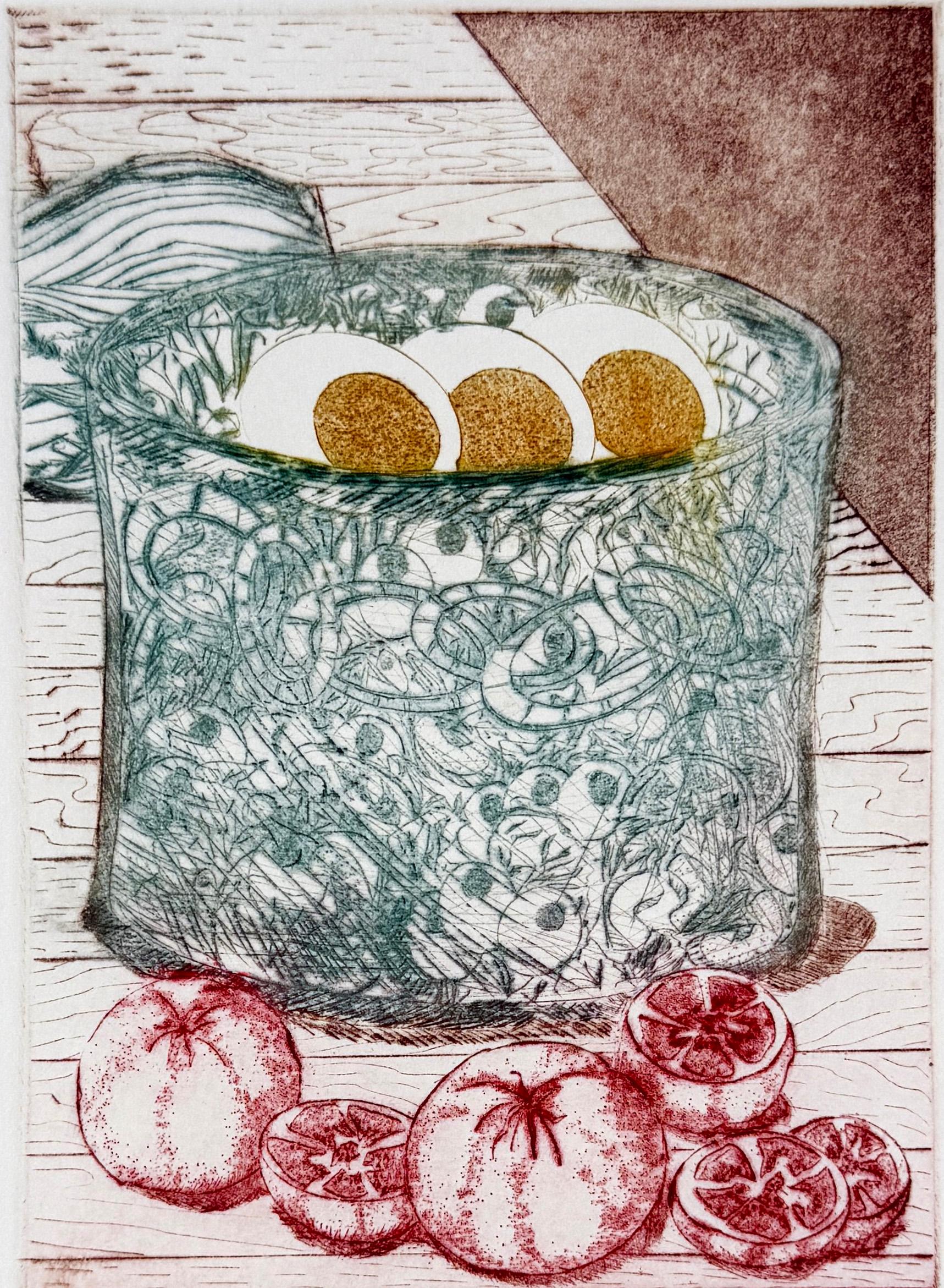 "En Salada" Salatbeilagen Stichtiefdruck auf Papier von Joseph C. MaCarthy