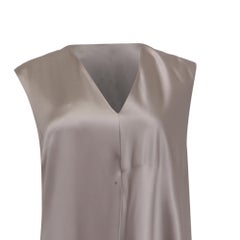 Joseph Carrol V-Neck Midi Dress in Grey Silk