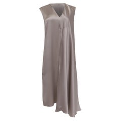 Joseph Carrol V-Neck Midi Dress in Grey Silk