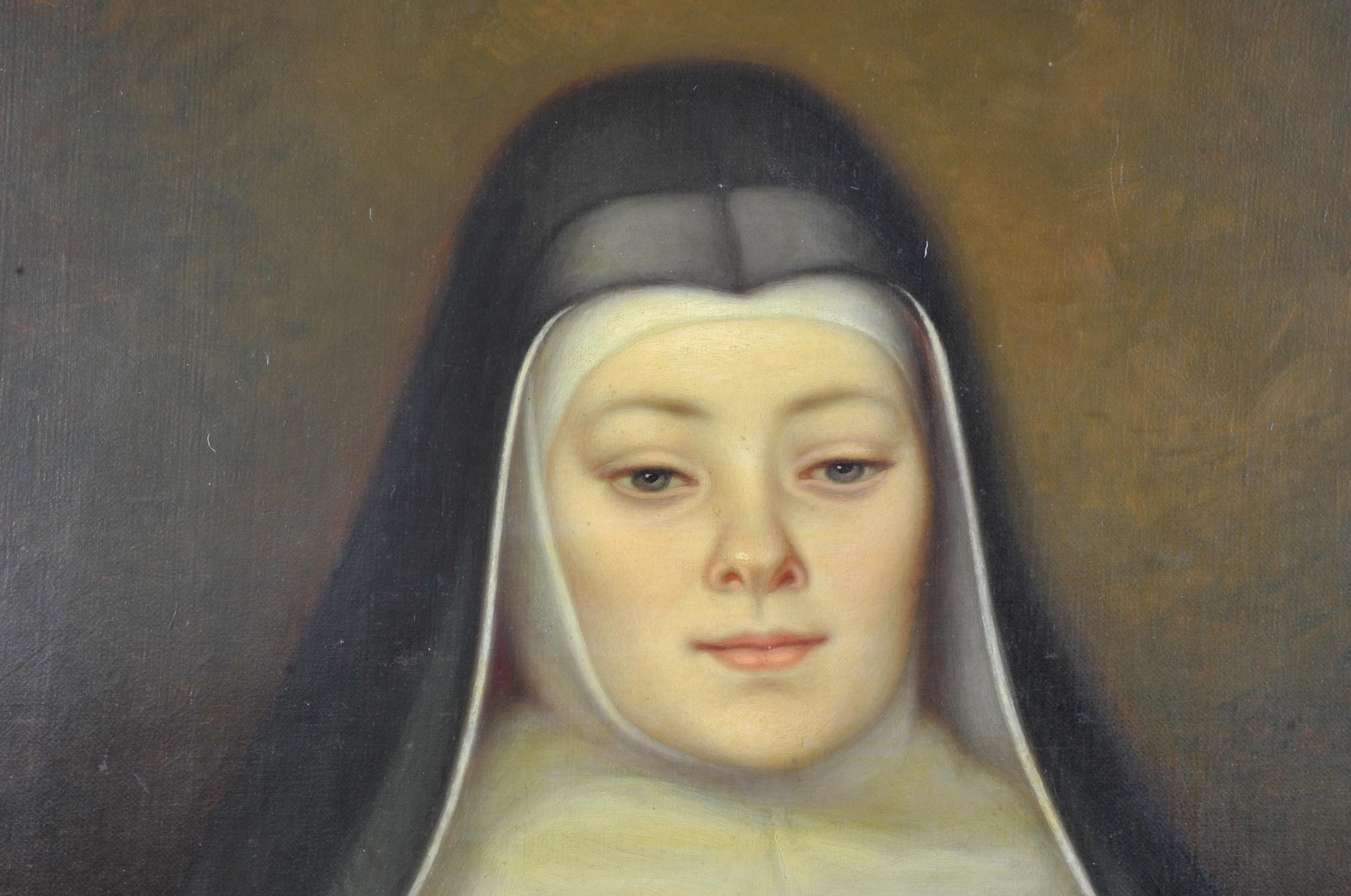 Joseph Pierre Hilarion Castanié (1819-1884). Portrait d'une religieuse (carmélite).

Huile sur toile, signée en haut à gauche Castanié. Superbement exécuté.

Dans un beau cadre de la première moitié du XIXe siècle en bois doré.

Très bon état -