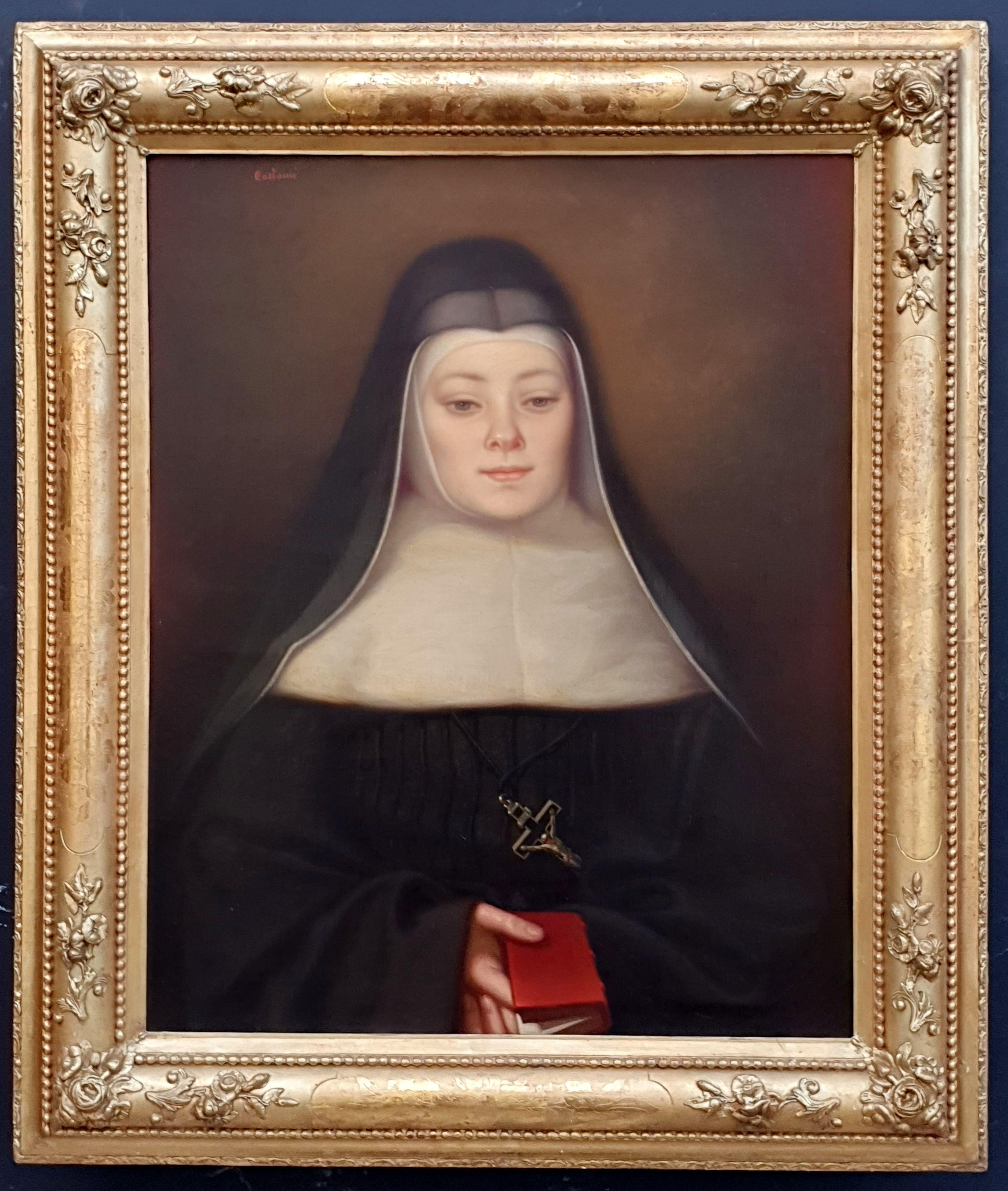 XIXe siècle Joseph Castanié, peintre aveyronnais, Portrait de nonne en vente