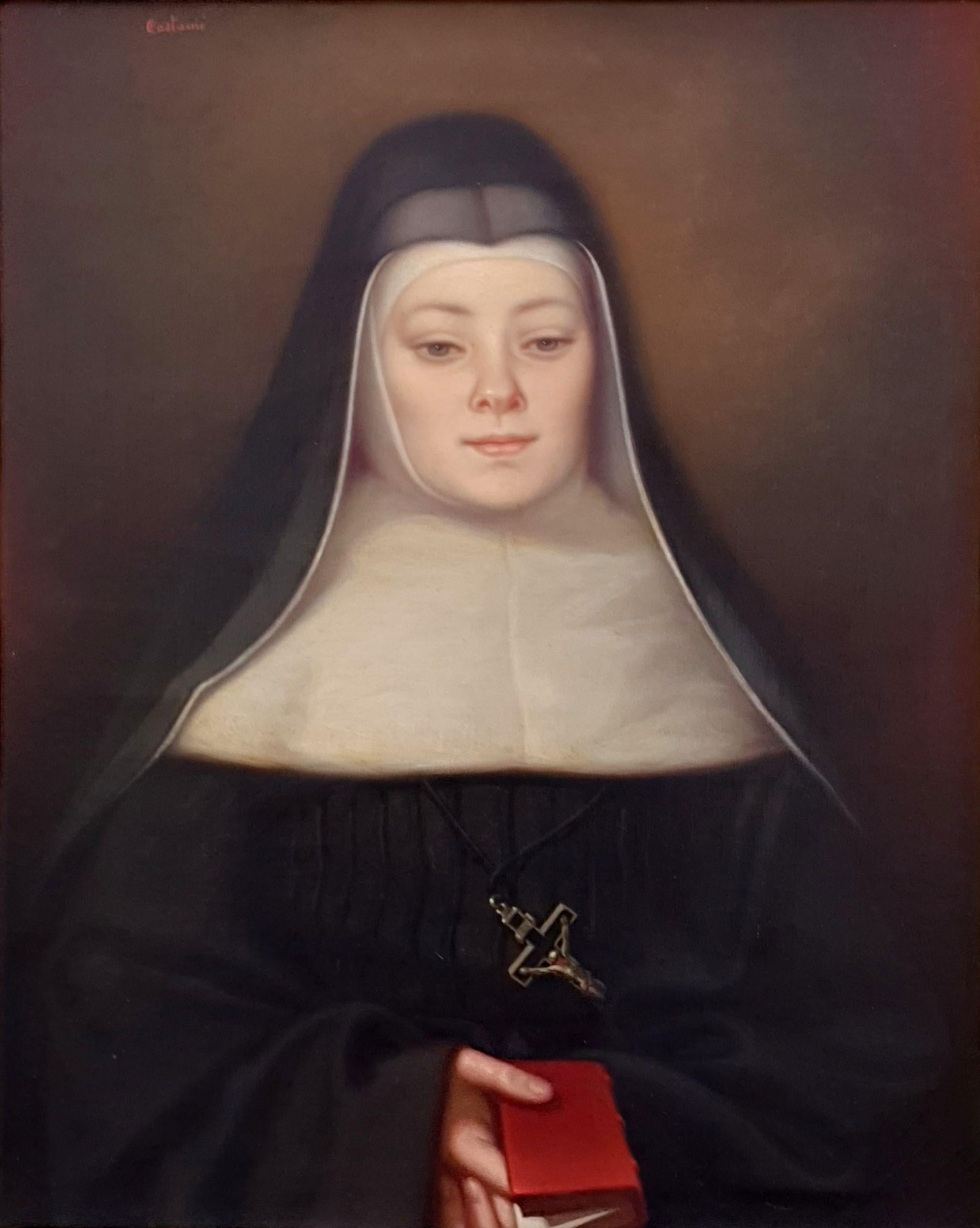 Painted Joseph Castanié, Aveyronnais Painter, Portrait of Nun For Sale