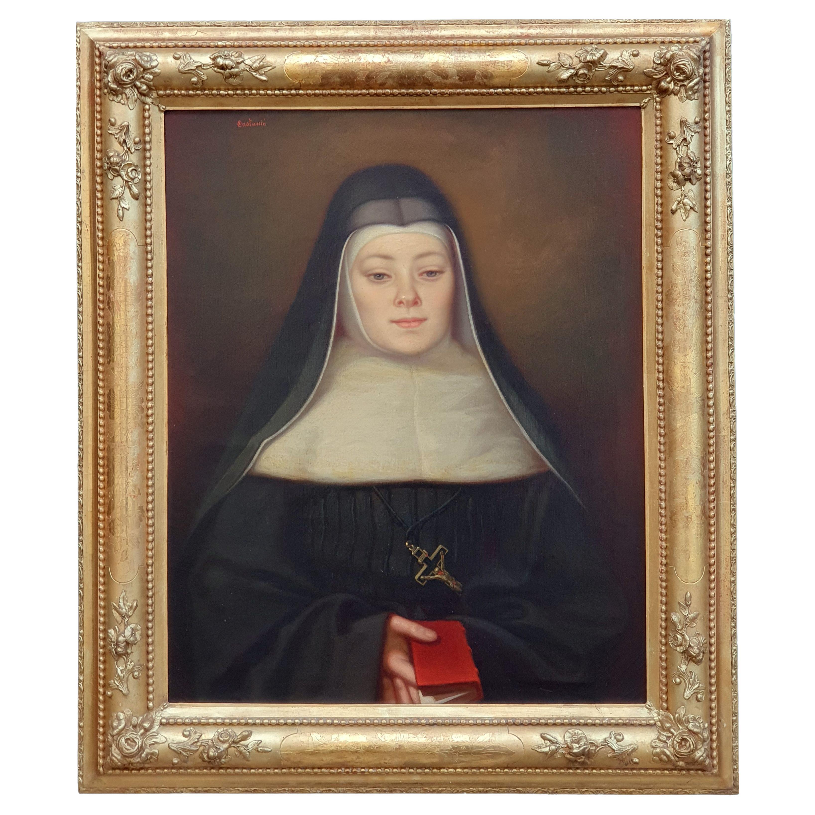 Joseph Castanié, Aveyronnais Painter, Portrait of Nun For Sale