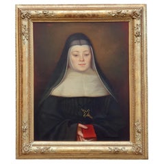 Antique Joseph Castanié, Aveyronnais Painter, Portrait of Nun