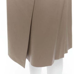 JOSEPH Charlene stone beige lambskin leather minimal split A-line skirt FR36 S