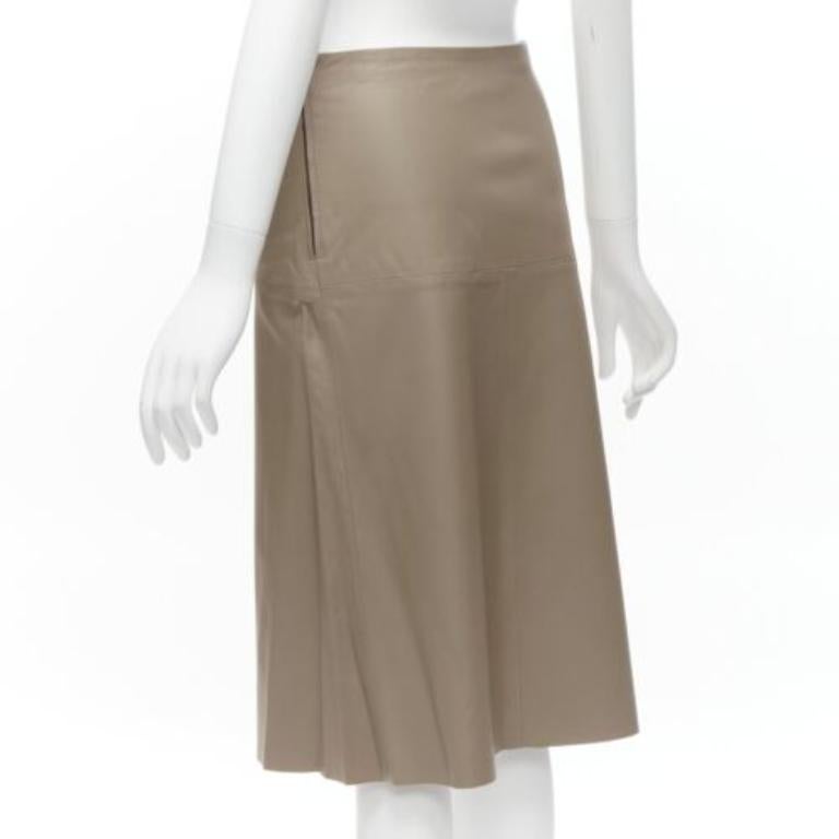 JOSEPH Charlene stone beige lambskin leather minimal split A-line skirt FR36 S For Sale 1