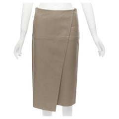 JOSEPH Charlene stone beige pelle d'agnello minimal split gonna A-line FR36 S