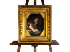 Joseph & Child Portrait, 17th Century Baroque Painting, Religious Art
