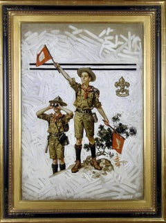 Boy Scouts Signaling with Flags, Original cover for The Post and Boys' Life