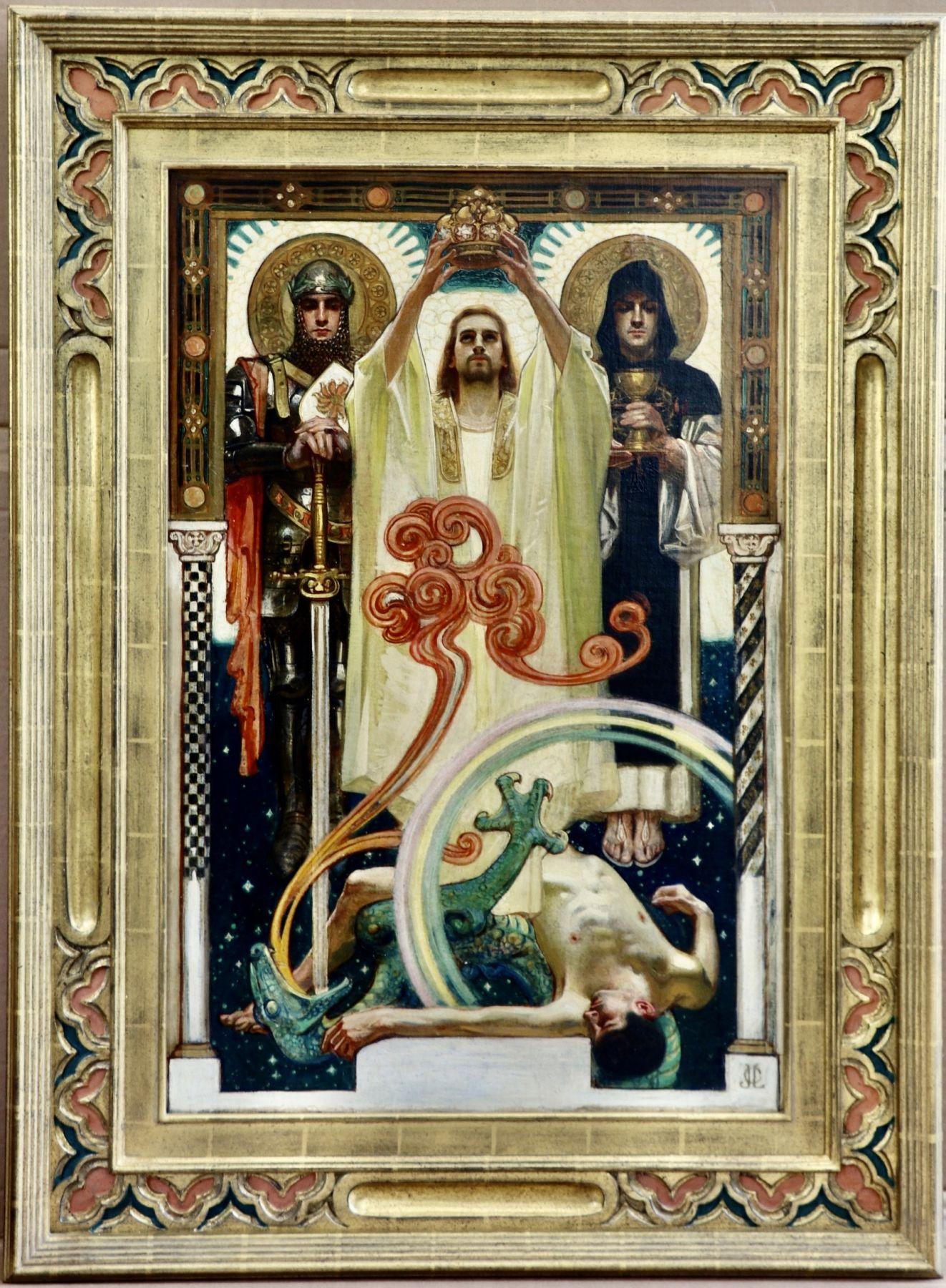 Christ avec chevaliers saints - Painting de Joseph Christian Leyendecker