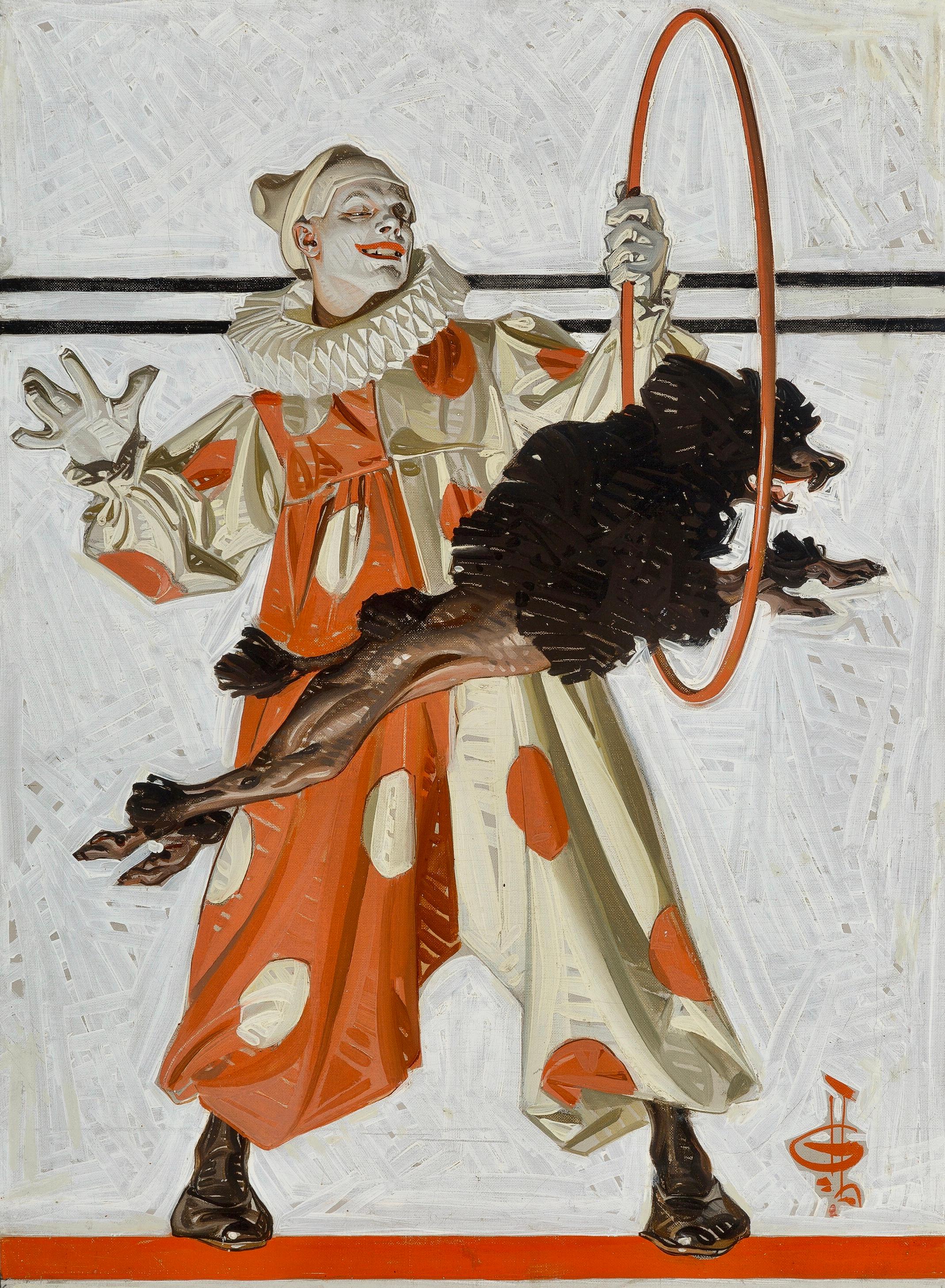 Circus Dog, la copertina del Saturday Evening Post - Painting di Joseph Christian Leyendecker