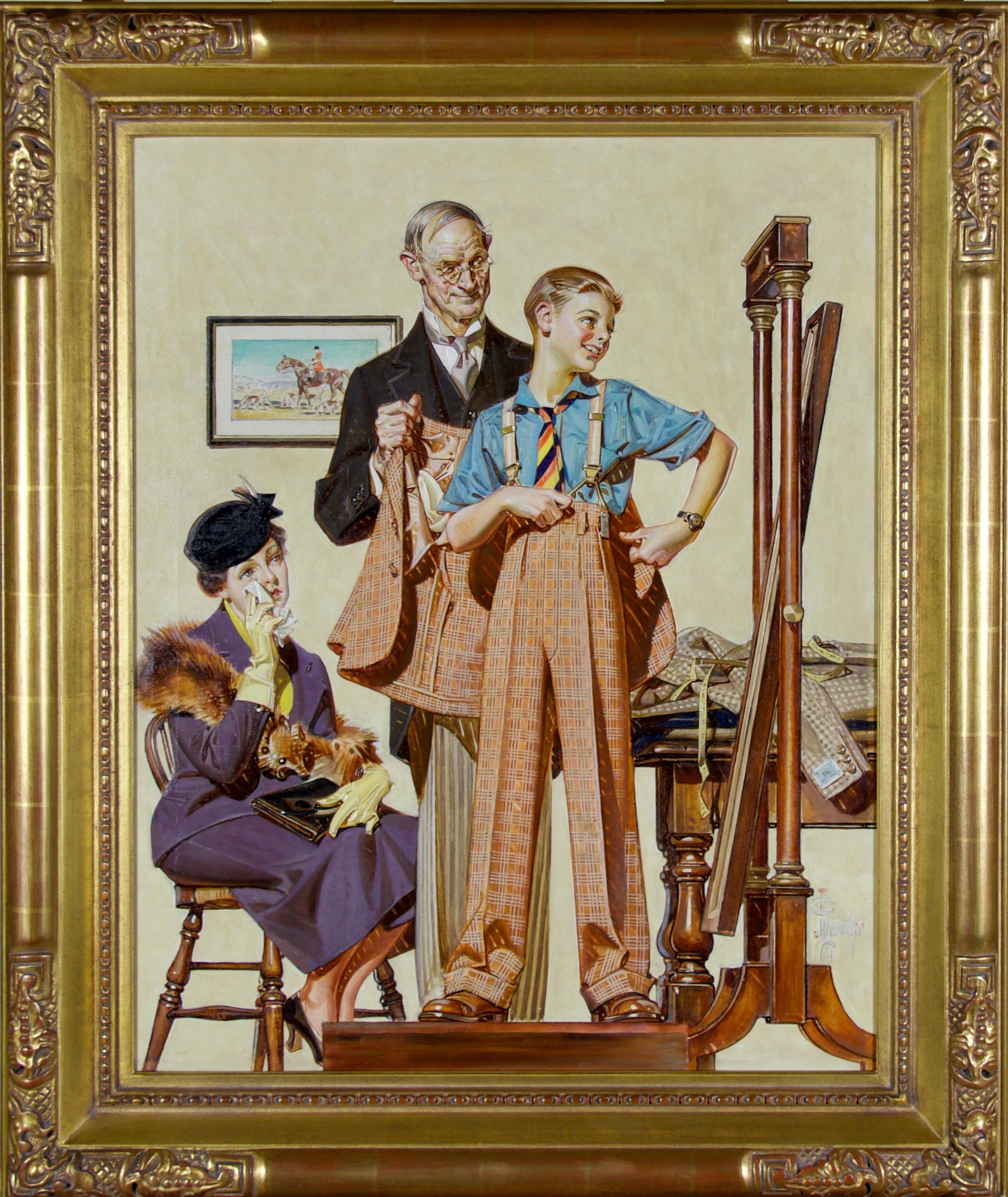 Joseph Christian Leyendecker Figurative Painting – Erster langer Anzug, Postabdeckung