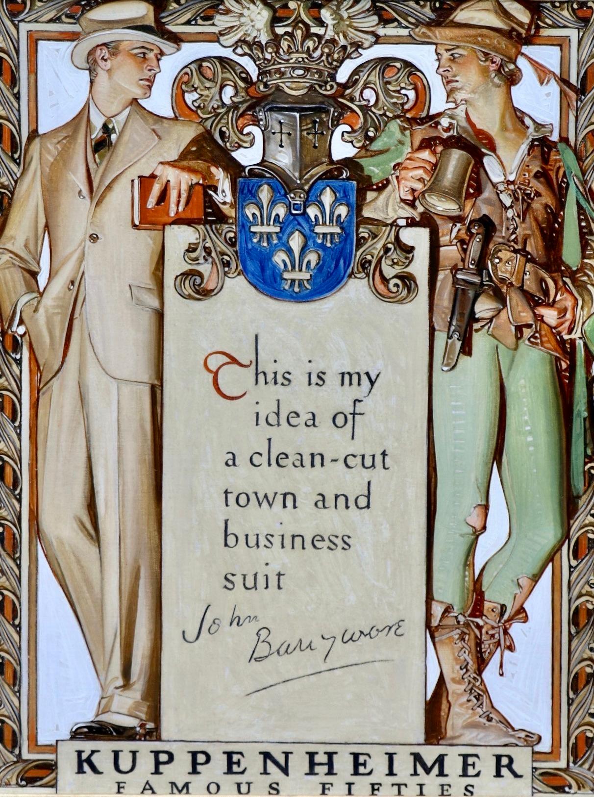 Kuppenheimer Famous Fifties Featuring John Barrymore - Brown Figurative Painting by Joseph Christian Leyendecker